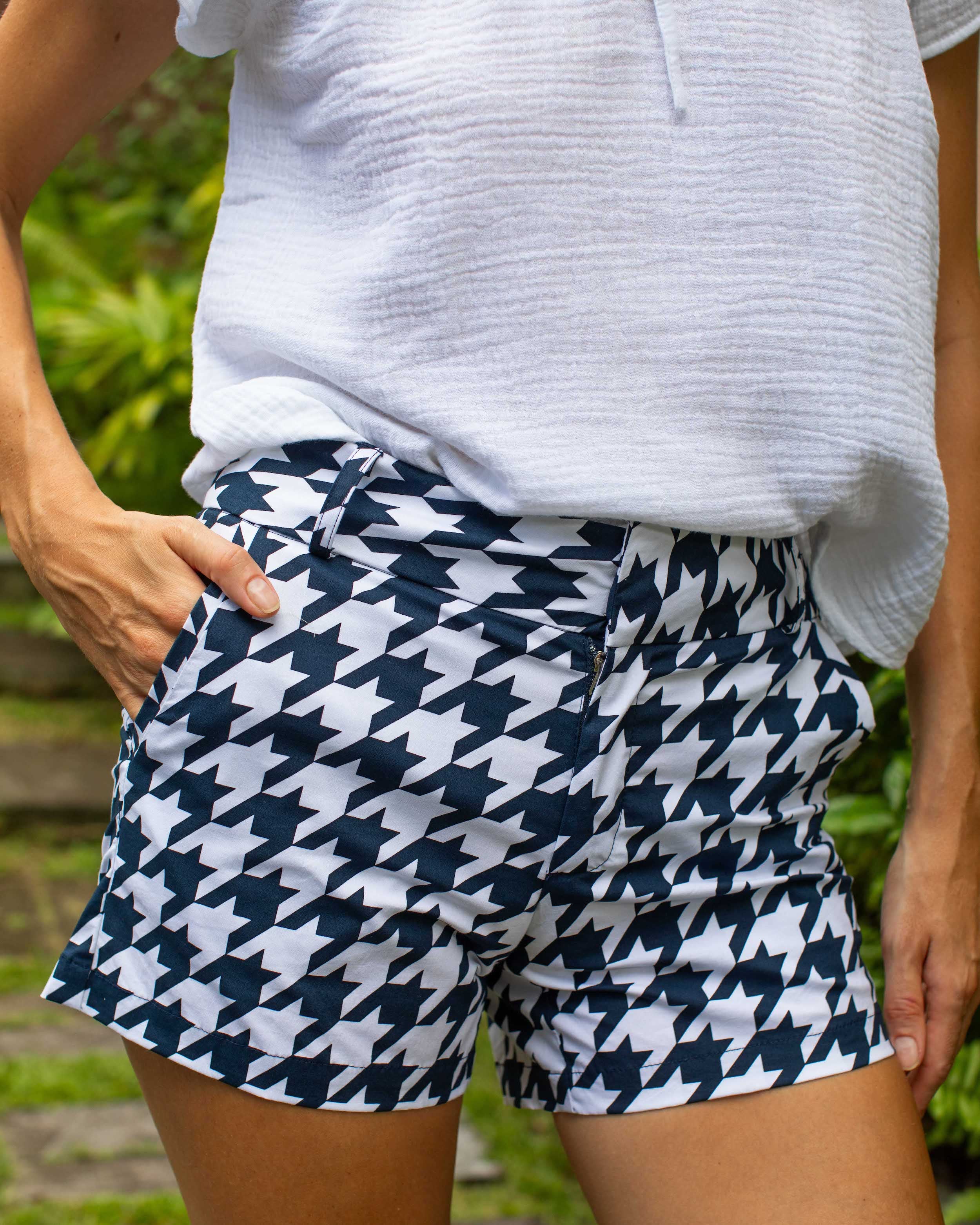 Alice Shorts - Navy/White Houndstooth