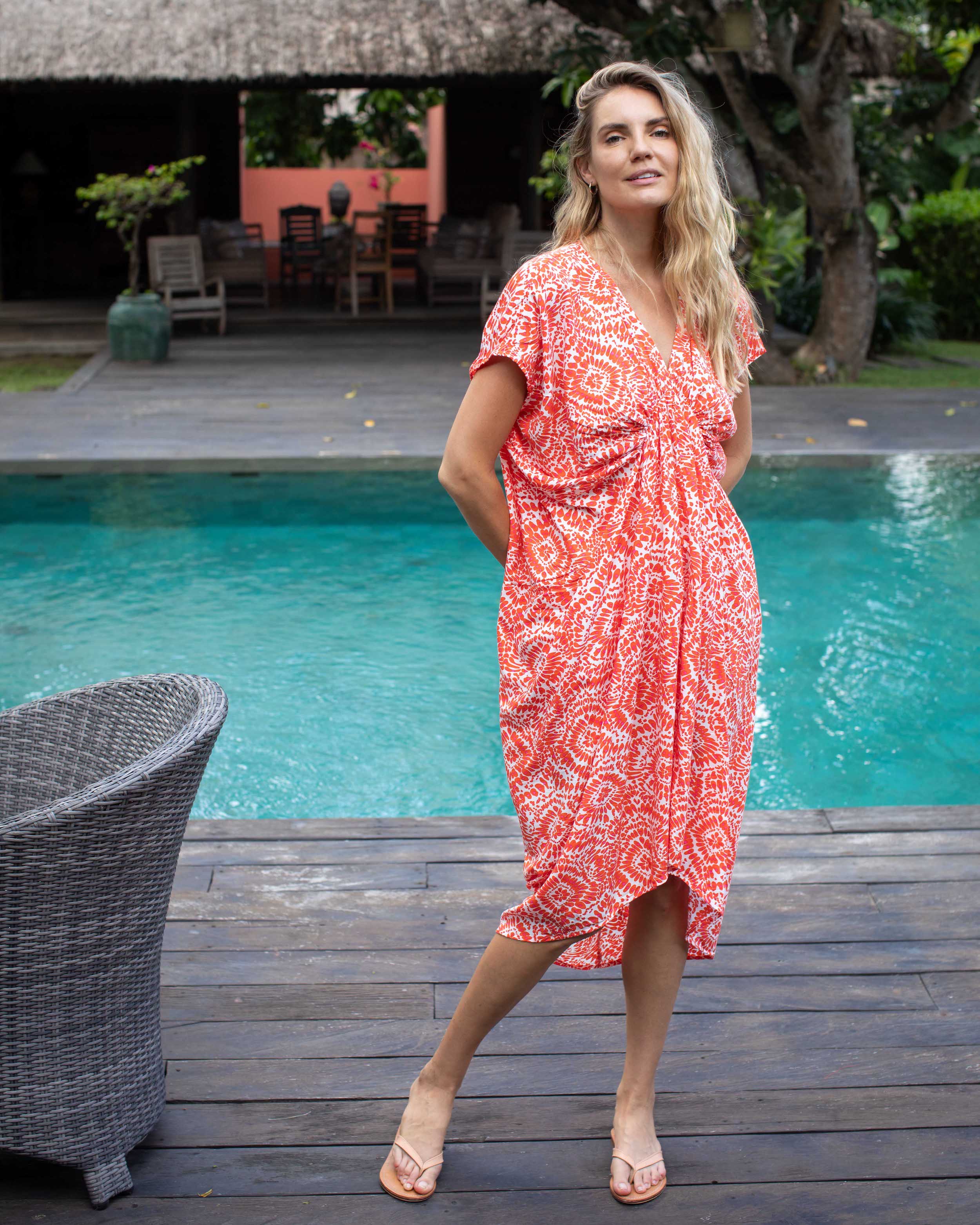 Thea Kaftan - Orange Flower Burst