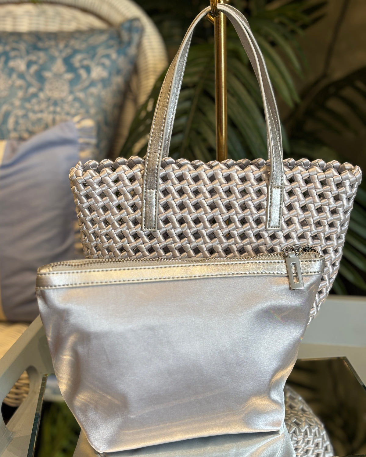 Astra Woven Tote - Silver