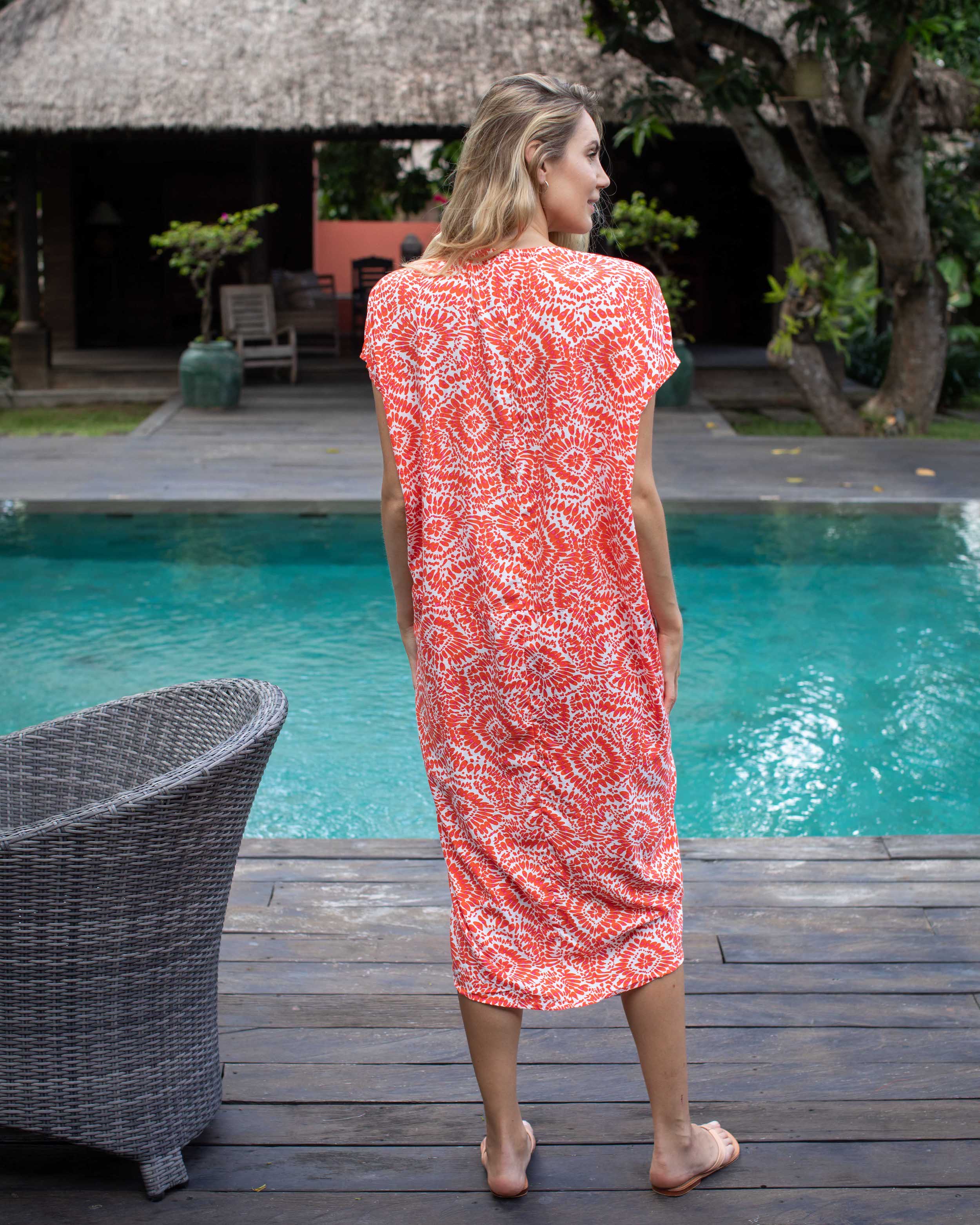 Thea Kaftan - Orange Flower Burst