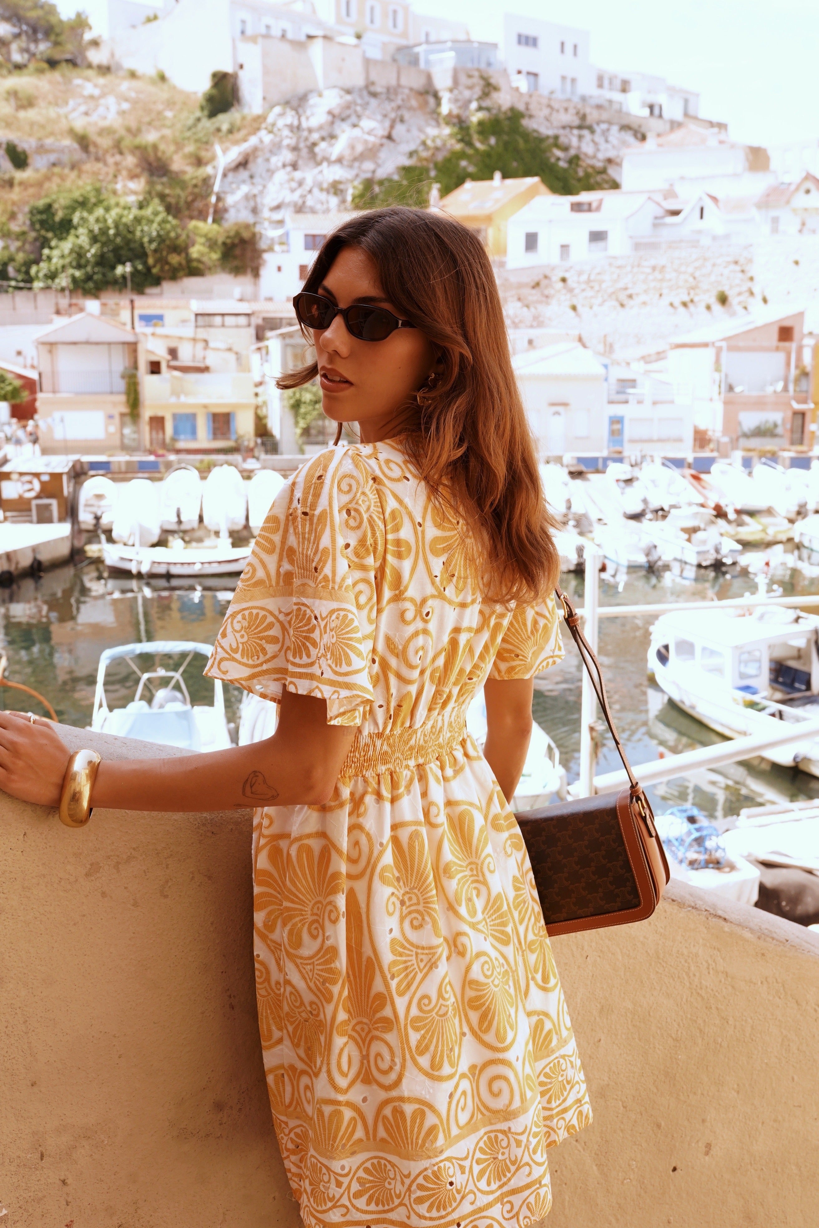 Margaux Dress - Yellow/White