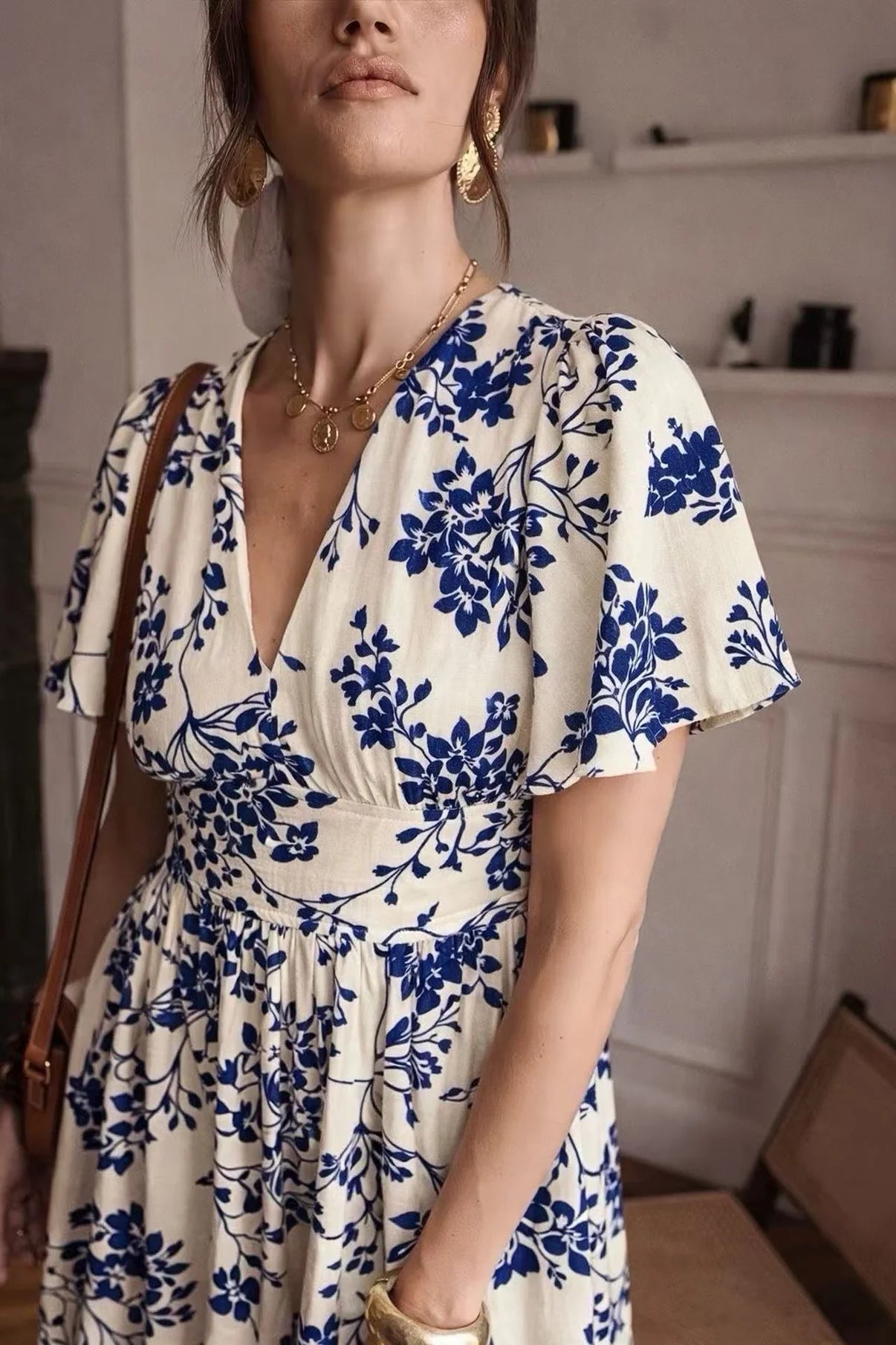Elva Dress - Blue/White