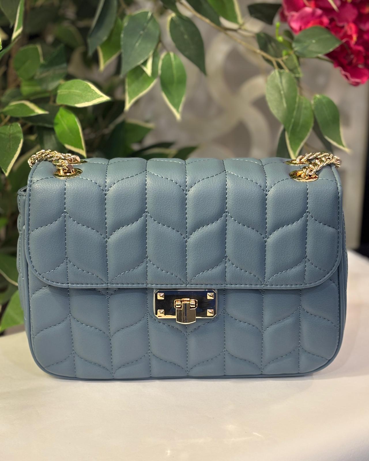 Alcamo Quilted Leather Bag - Denim Blue