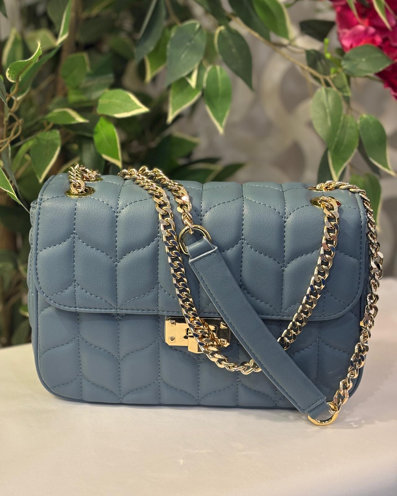 Alcamo Quilted Leather Bag - Denim Blue