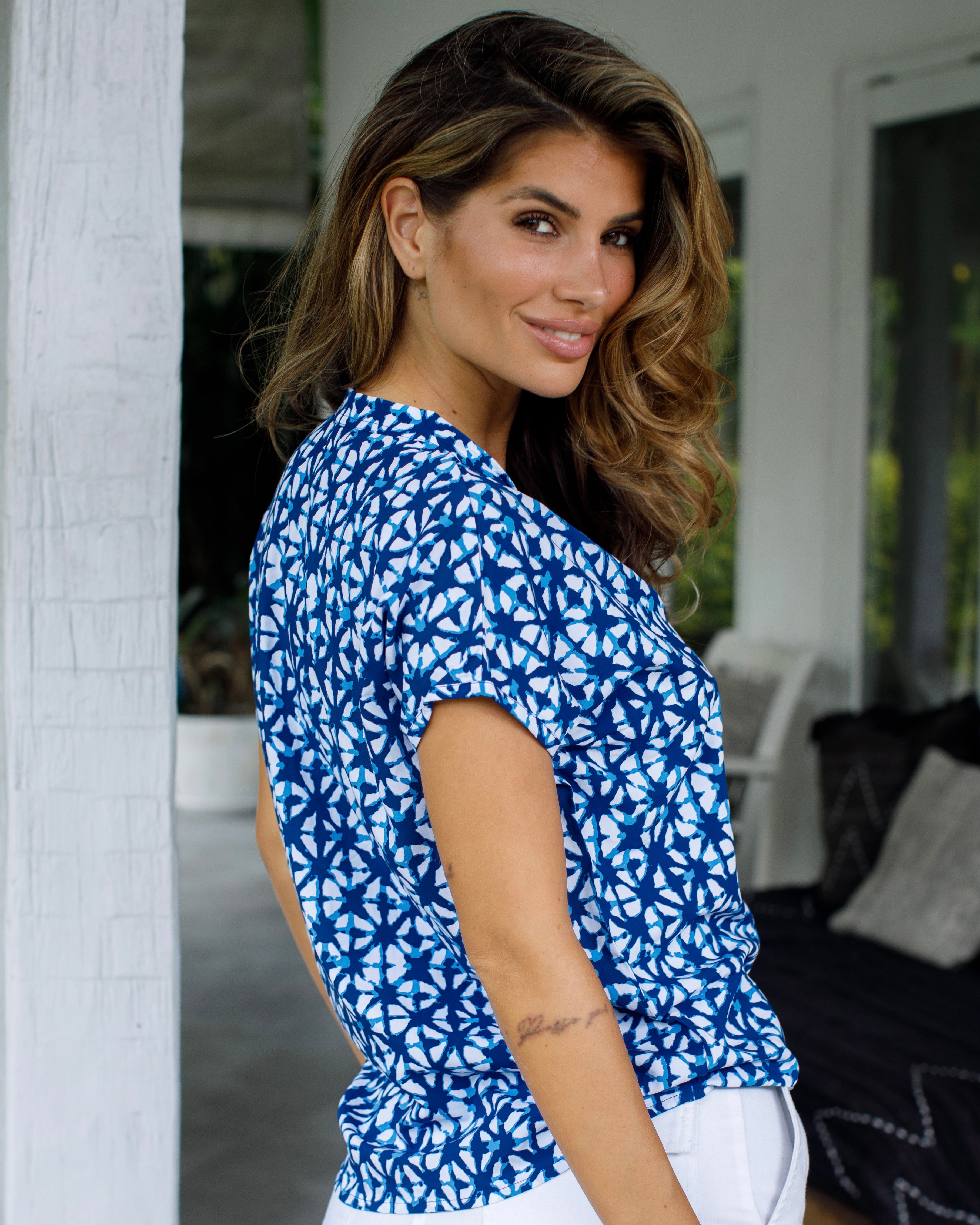 Amanda Top - Malibu Blue Star Batik