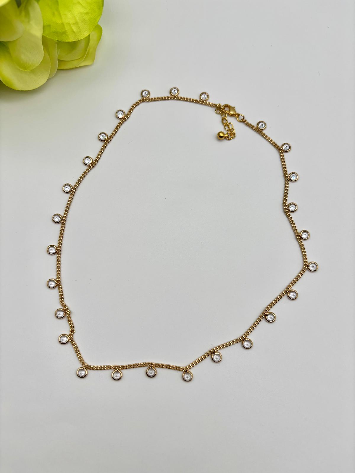 Amelia Gold Diamante Drop Necklace