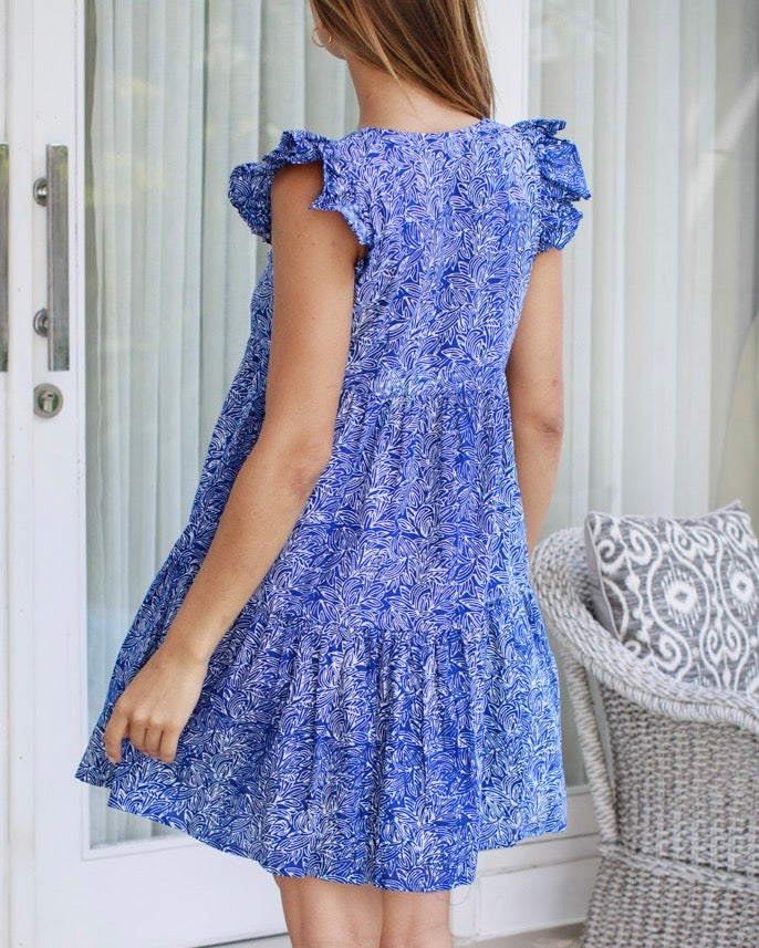 Astrid Dress - Blue Begonia Cotton