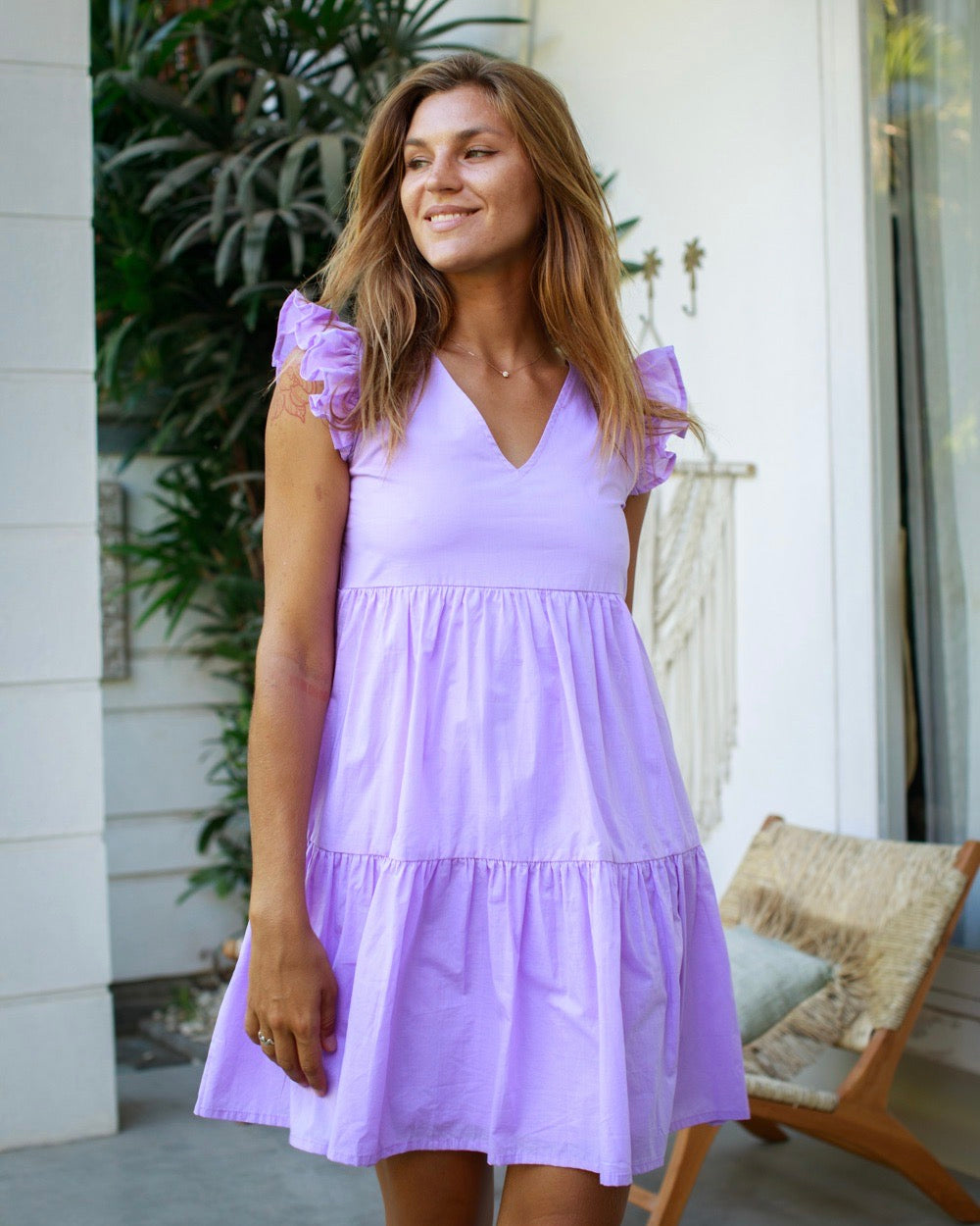 Astrid Dress- Lavender Cotton