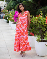 Astrid Long Dress - Coral Poppy