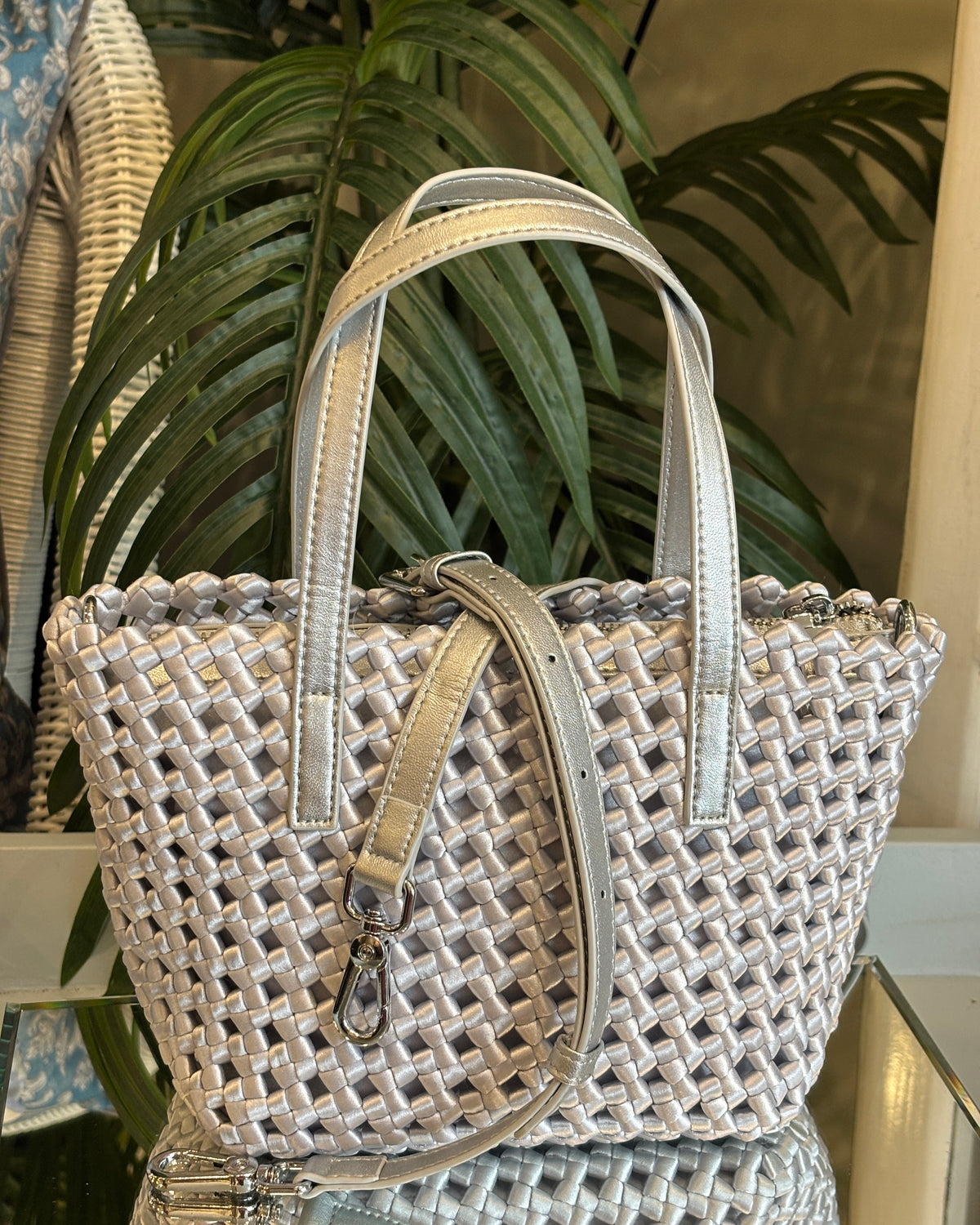 Astra Woven Tote - Silver