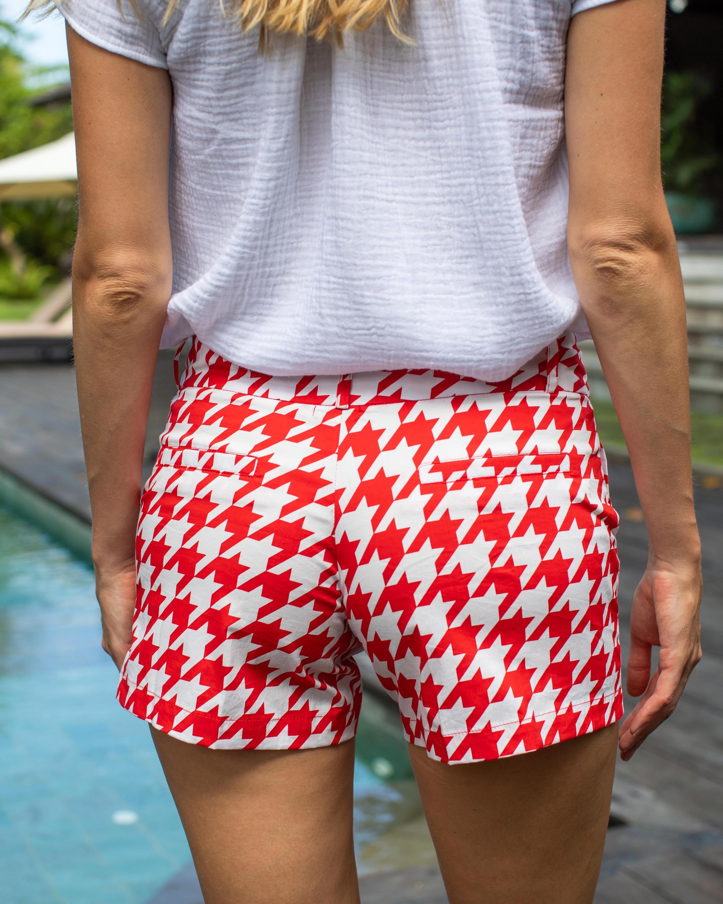 Alice Shorts - Red/White Houndstooth