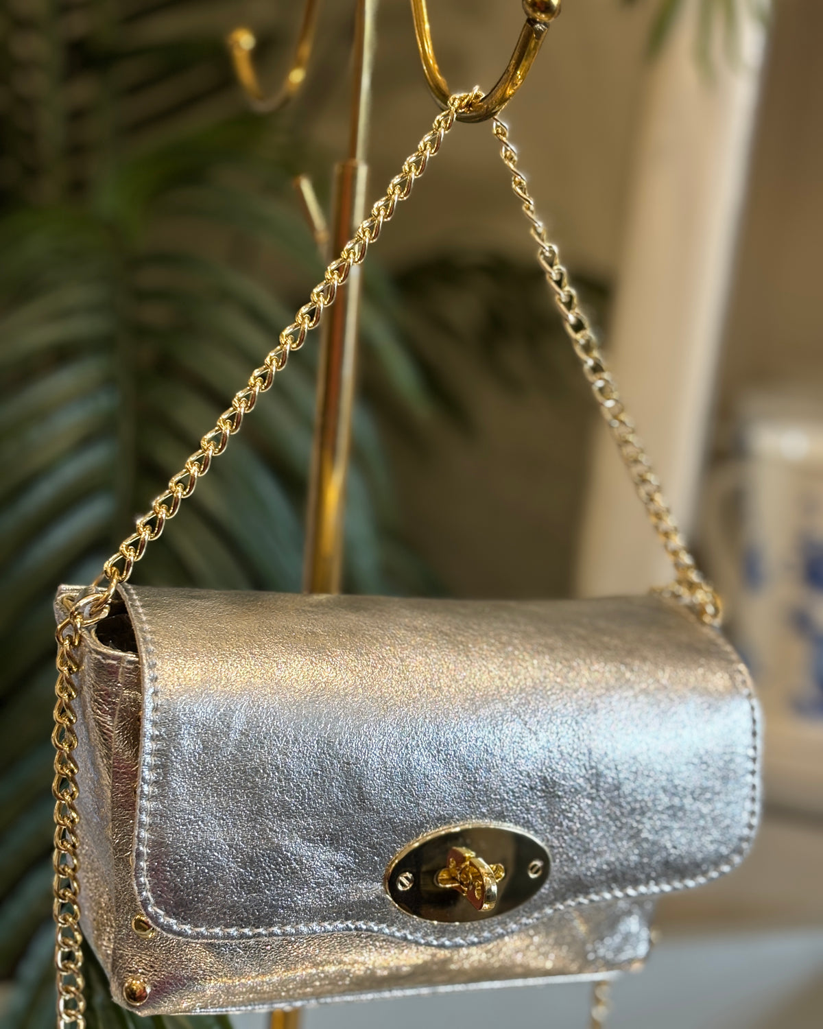 Beatrice Mini Leather Bag - Silver