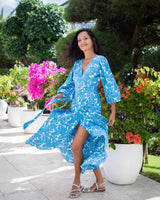 Beatrice Dress - Cobalt Poppy