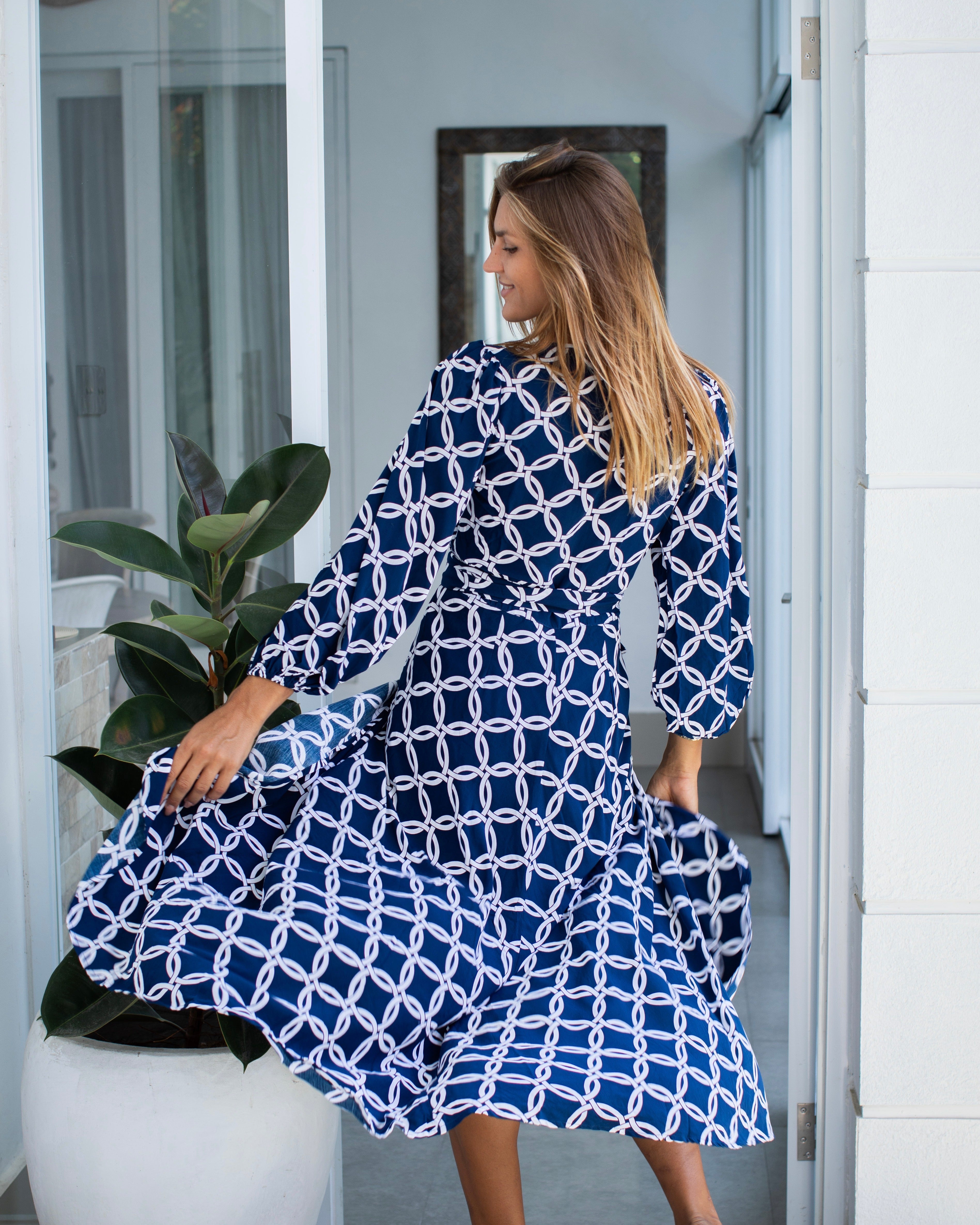 Beatrice Dress - Navy Large Olympic Circle