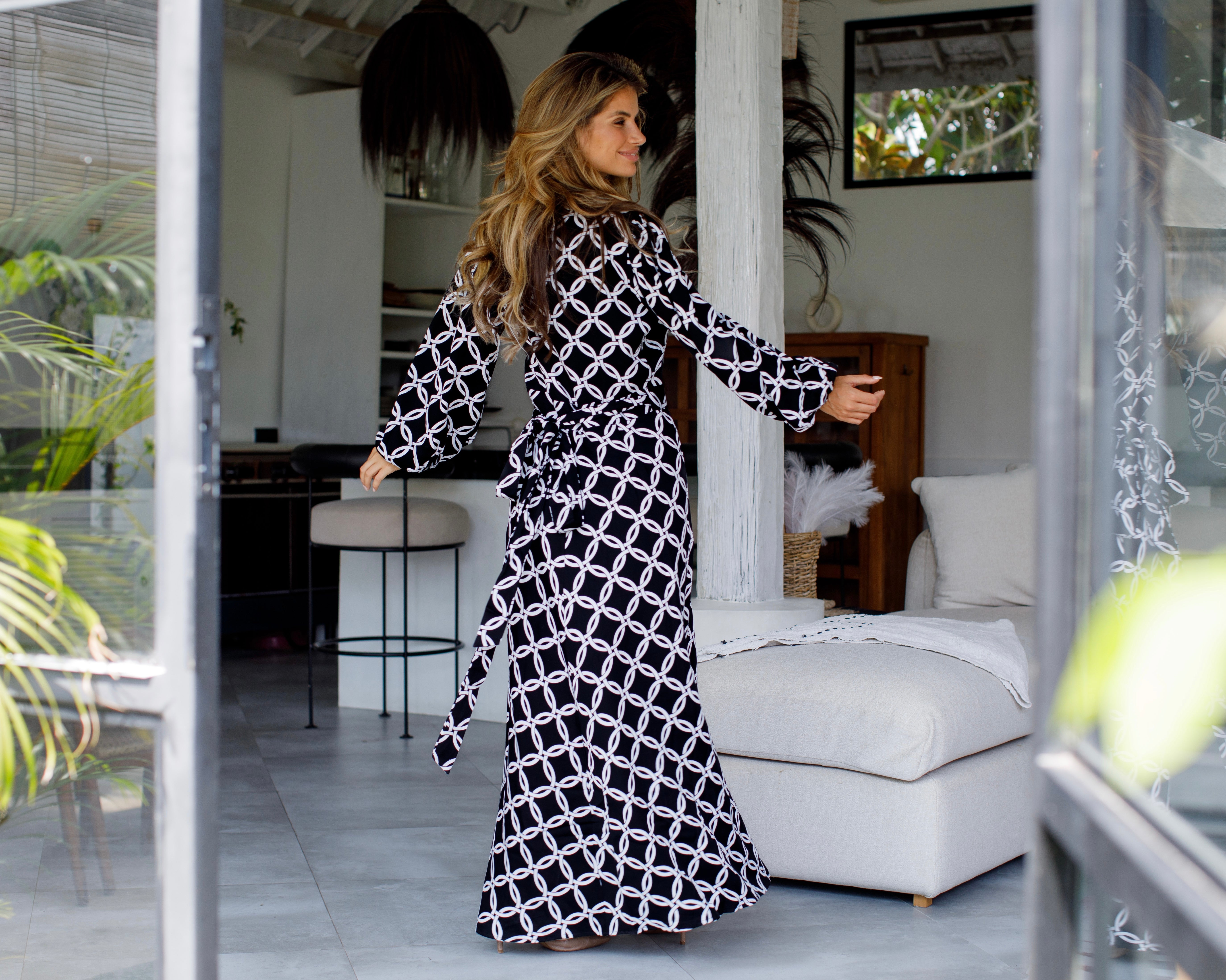 Beatrice Dress - Black/White Olympic Circle Bamboo