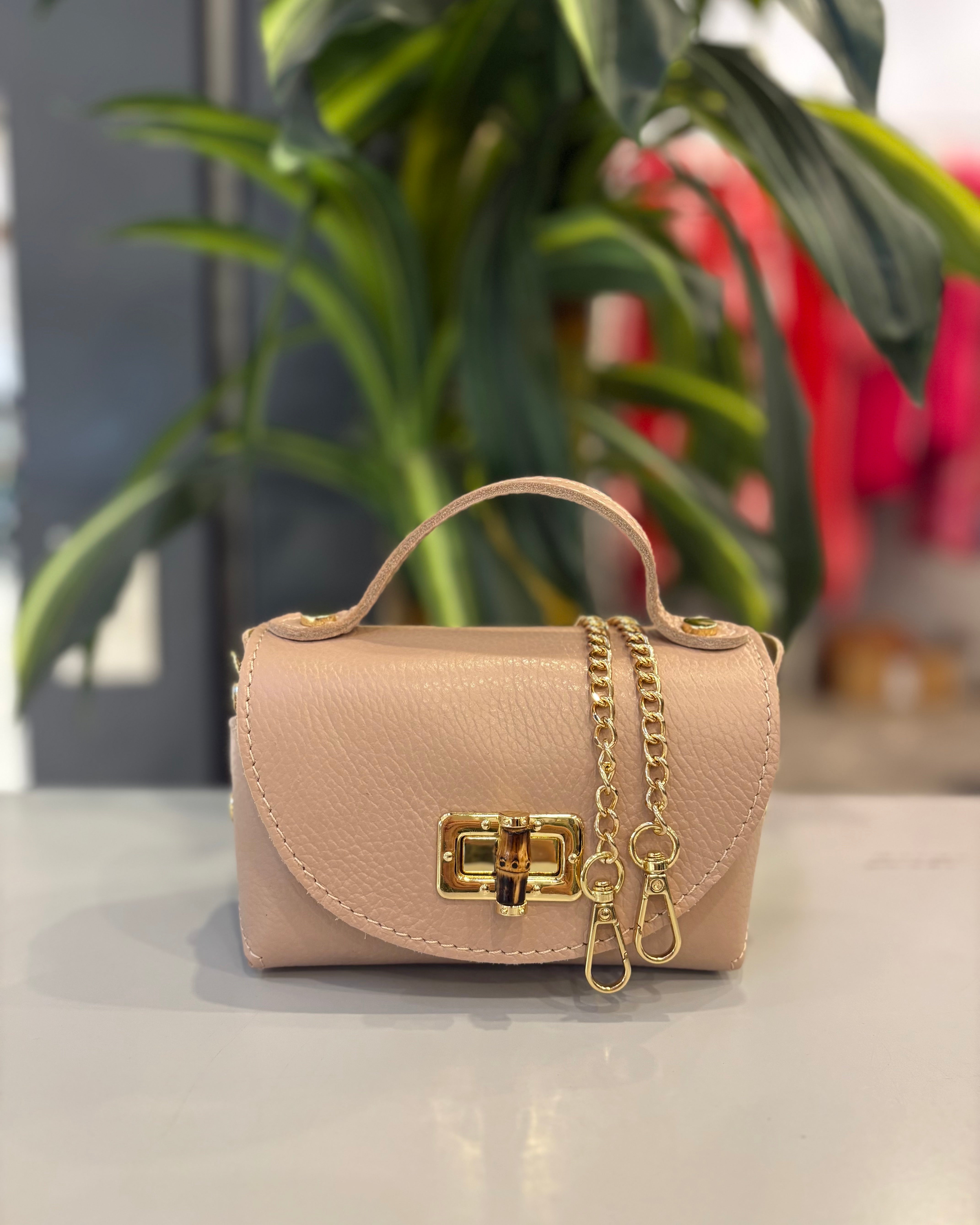 Bella Mini Leather Bag - Nude