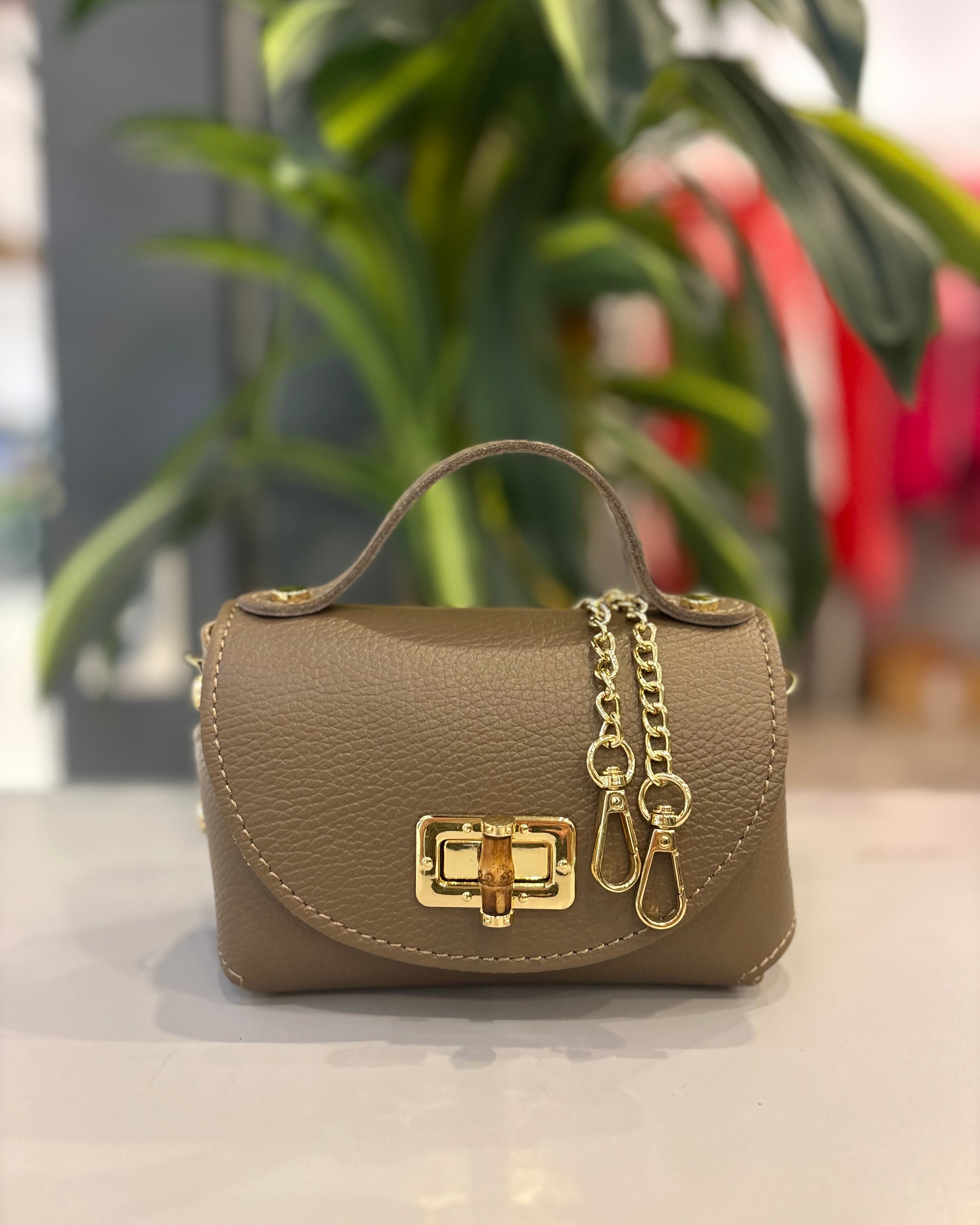 Bella Mini Leather Bag - Taupe