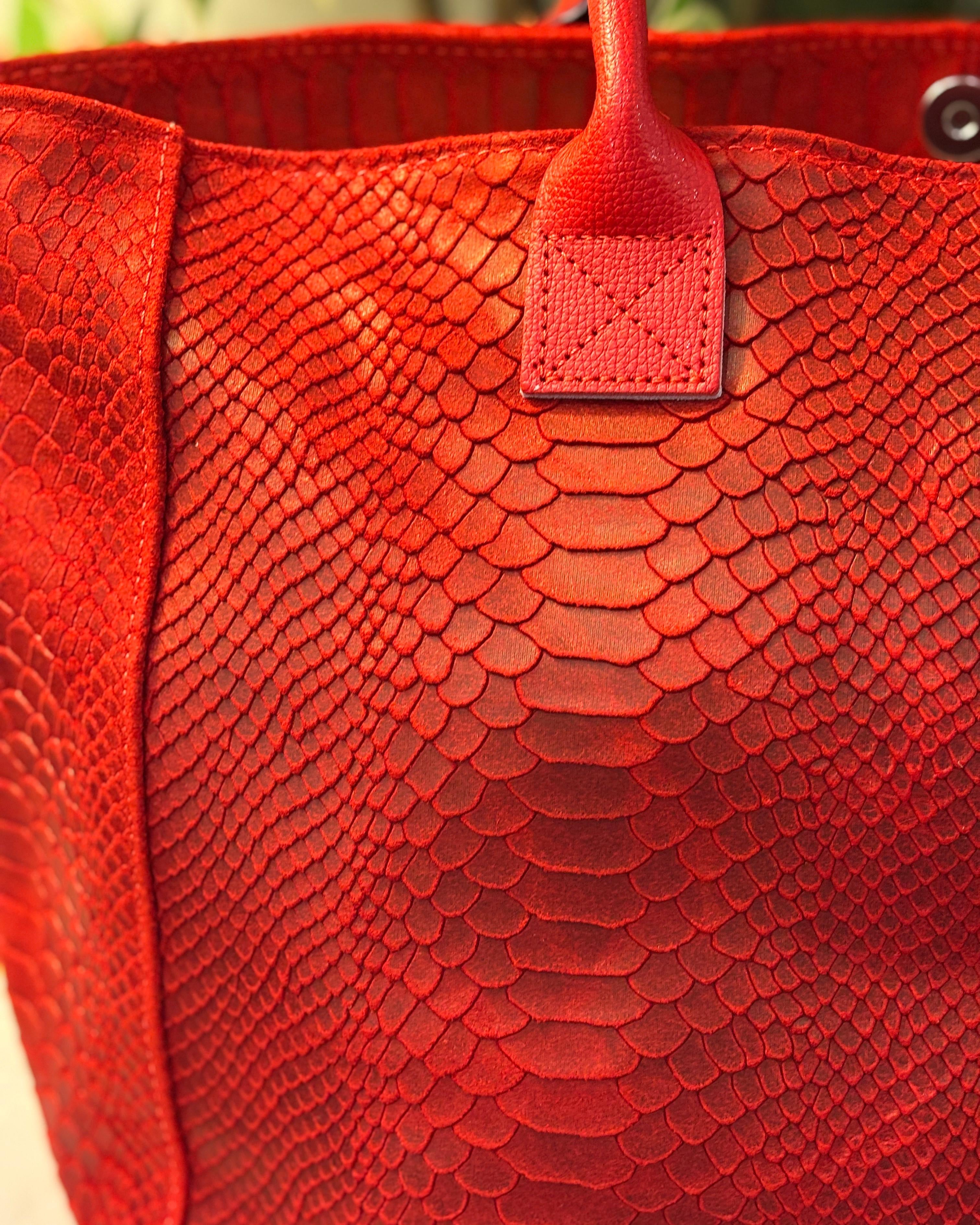 Bolsena Leather Tote Bag - Red