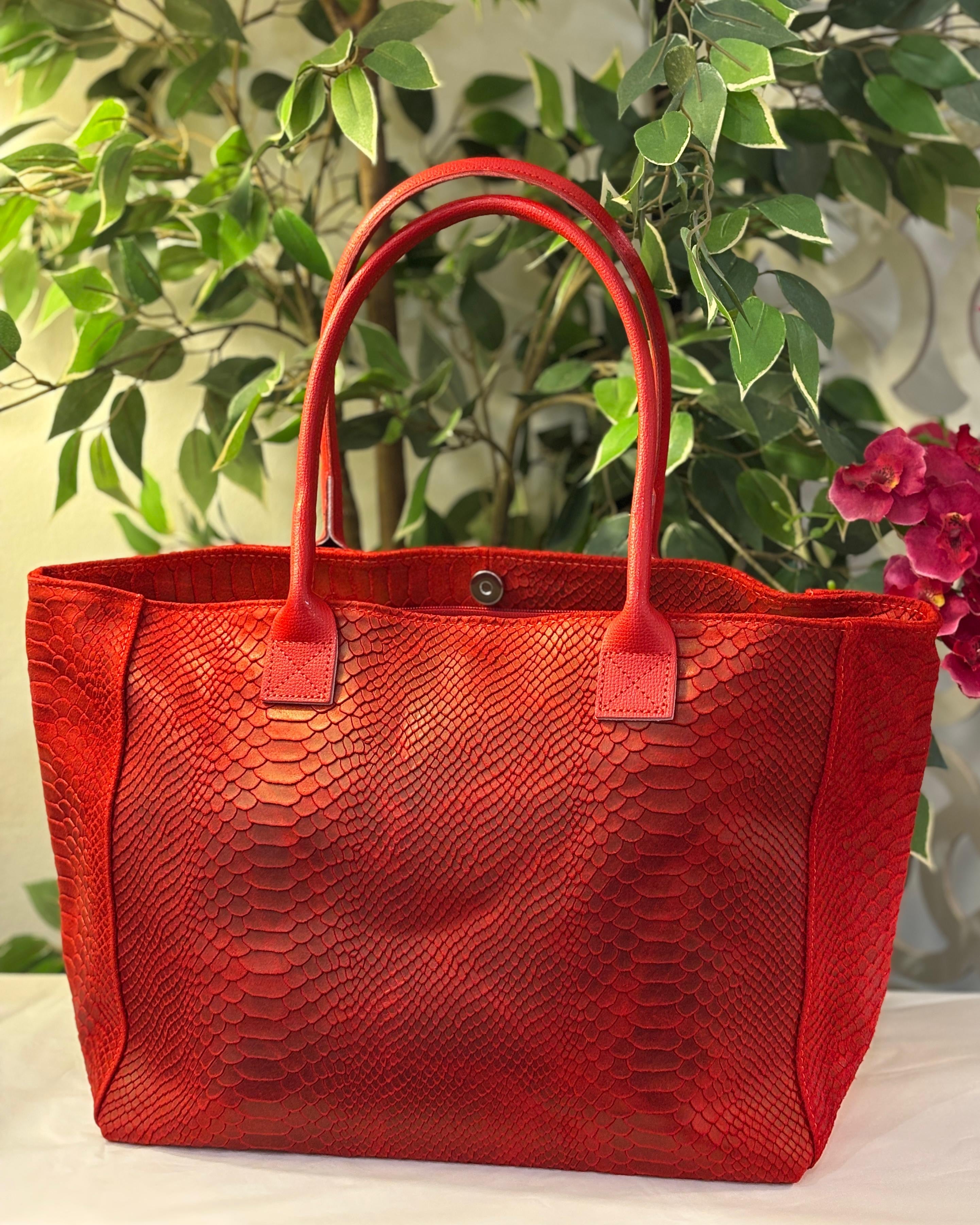 Bolsena Leather Tote Bag - Red