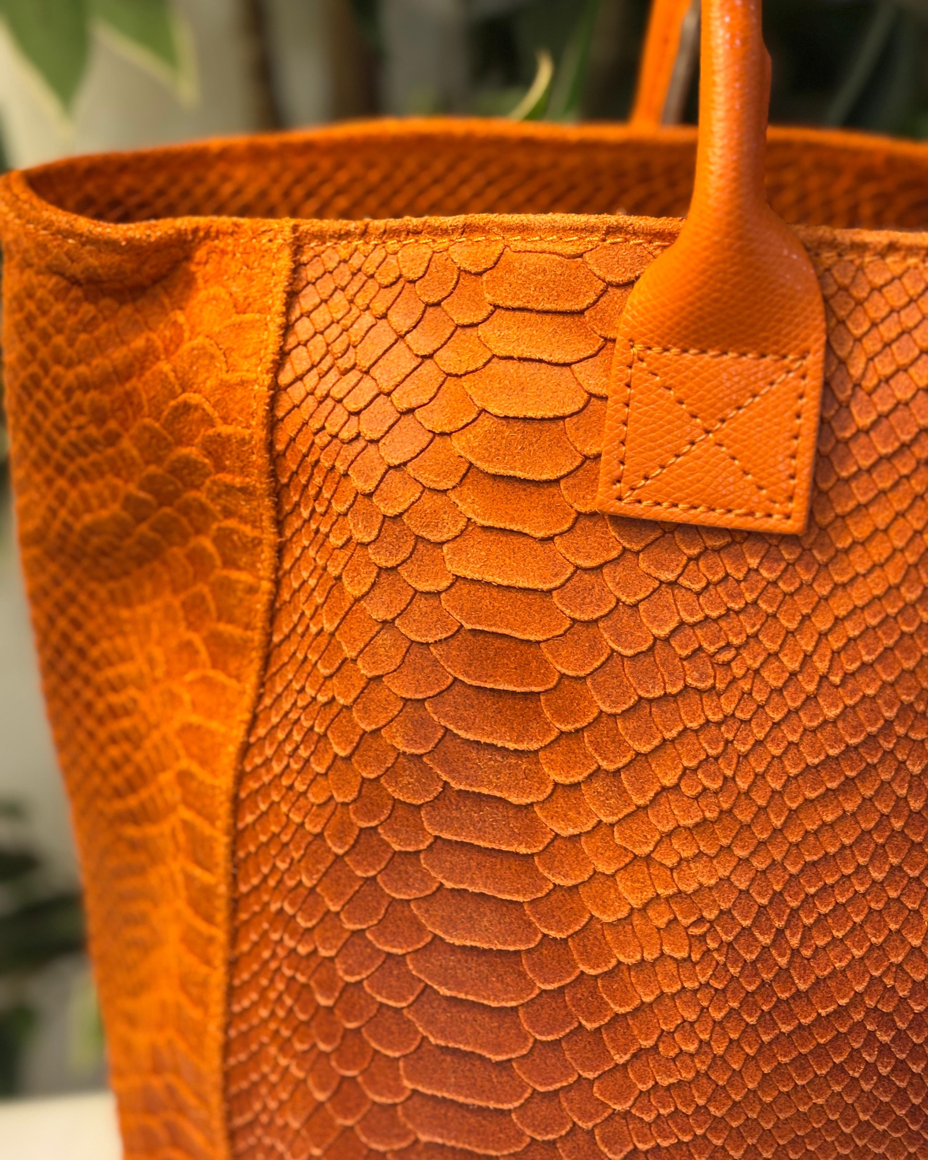 Bolsena Leather Tote Bag - Orange