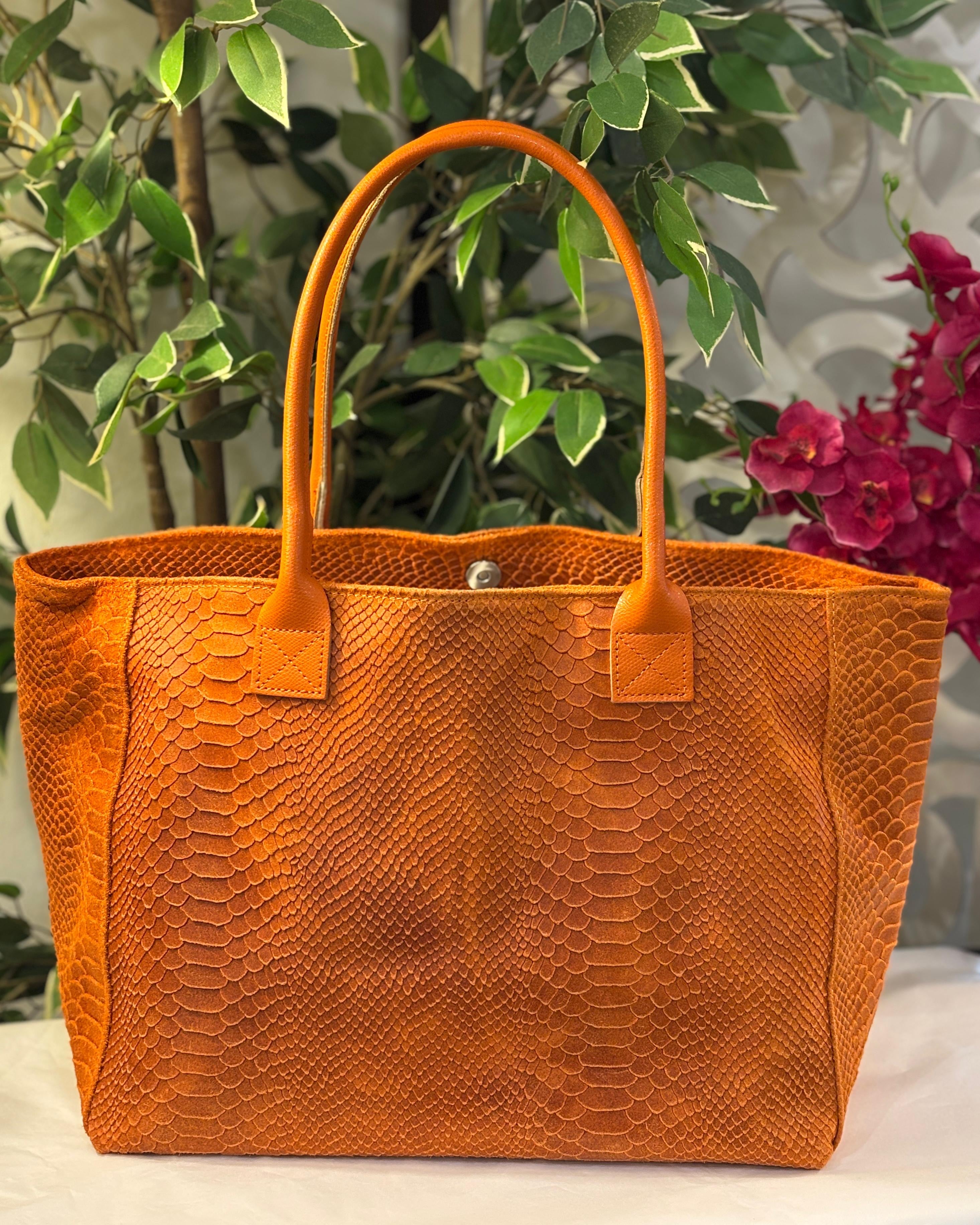 Bolsena Leather Tote Bag - Orange