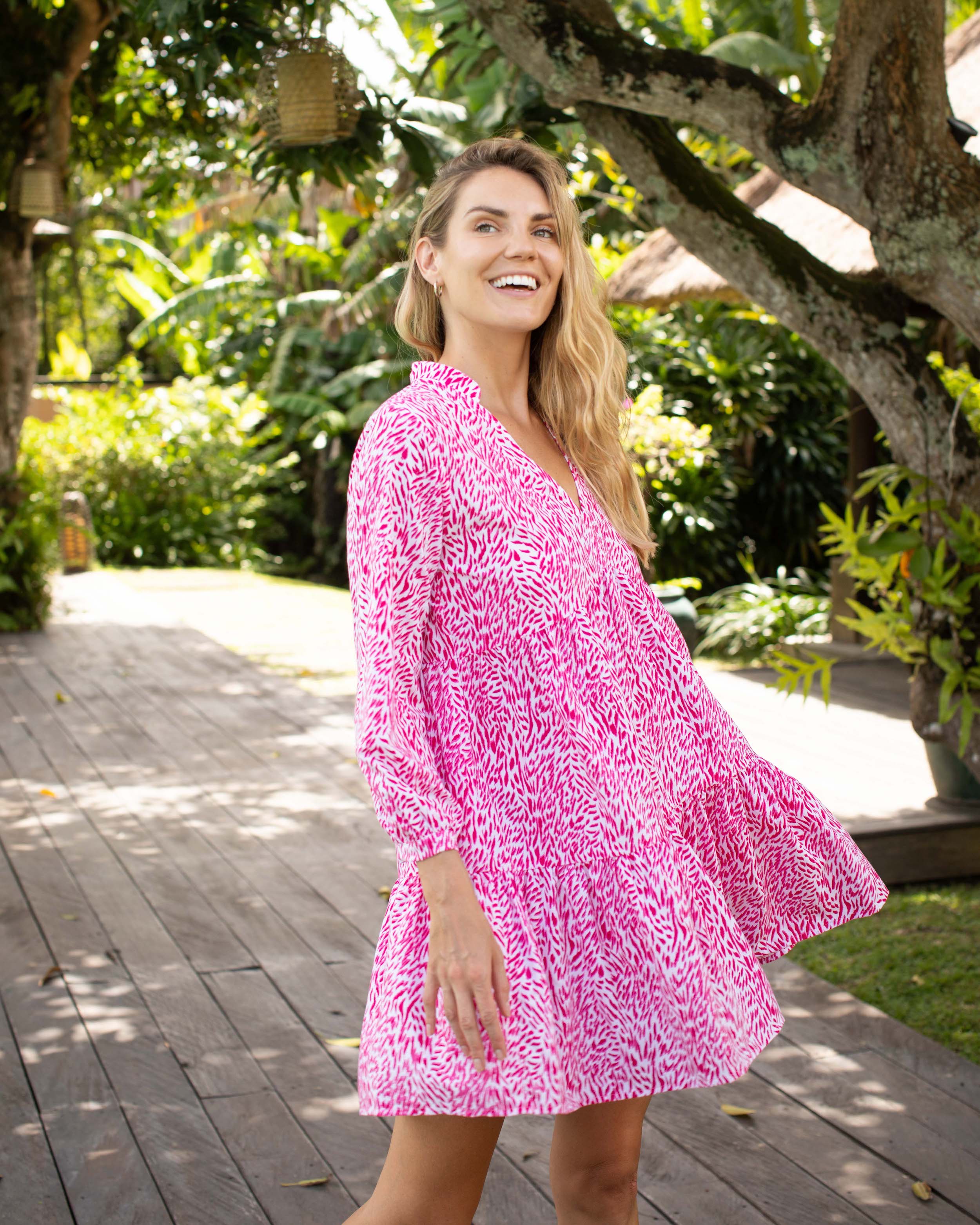 Morgan Dress - Fuchsia Small Tiger