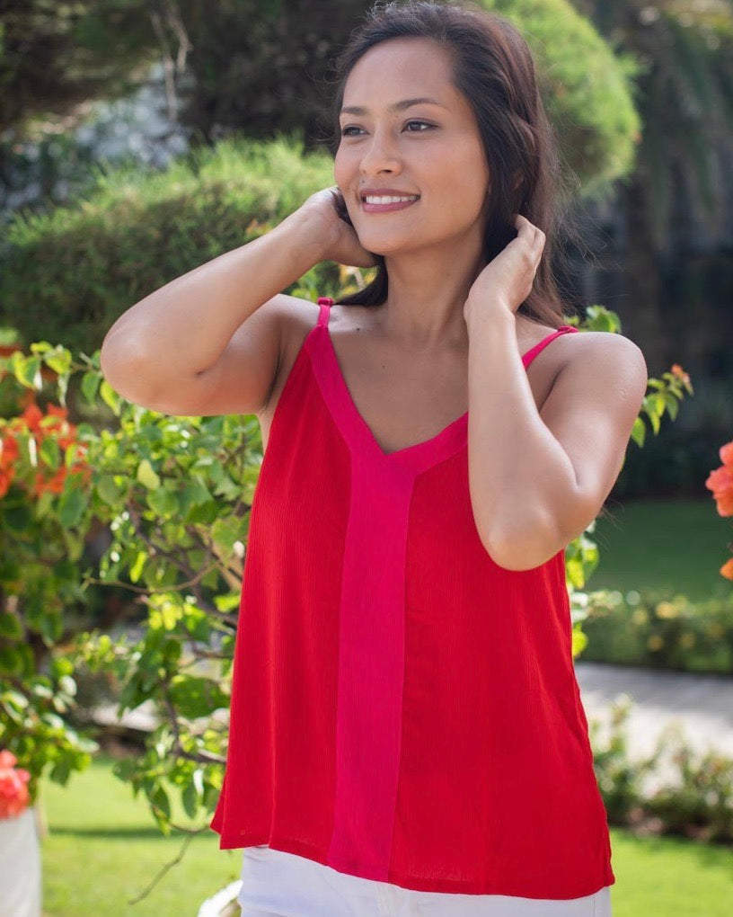 Clara Top - Red/Fuchsia