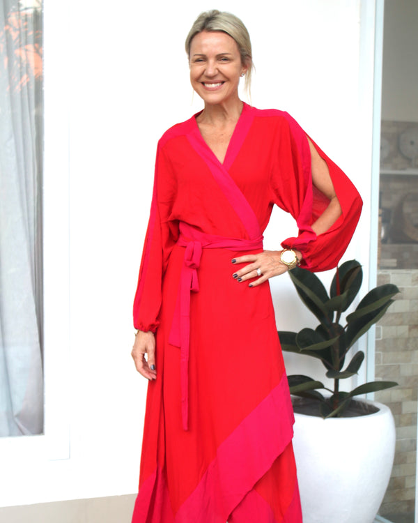 Camilla Dress - Red/Fuchsia