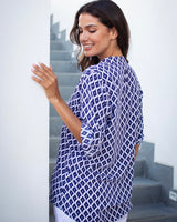 Carlie Top - Navy Trellis