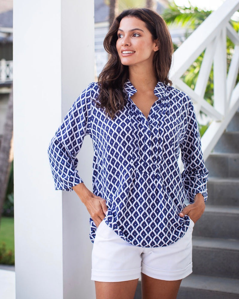 Carlie Top - Navy Trellis