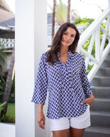 Carlie Top - Navy Trellis