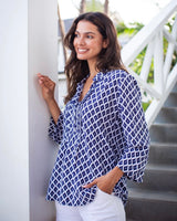 Carlie Top - Navy Trellis