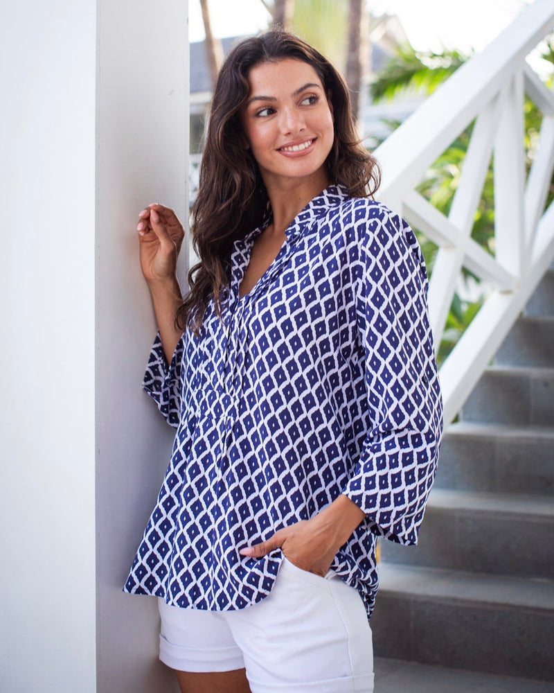 Carlie Top - Navy Trellis