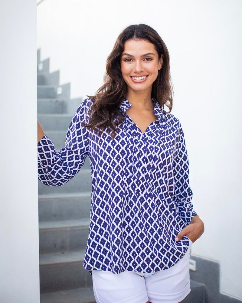 Carlie Top - Navy Trellis