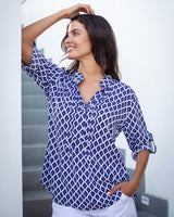 Carlie Top - Navy Trellis