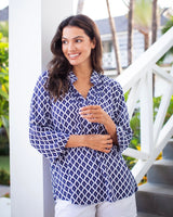 Carlie Top - Navy Trellis