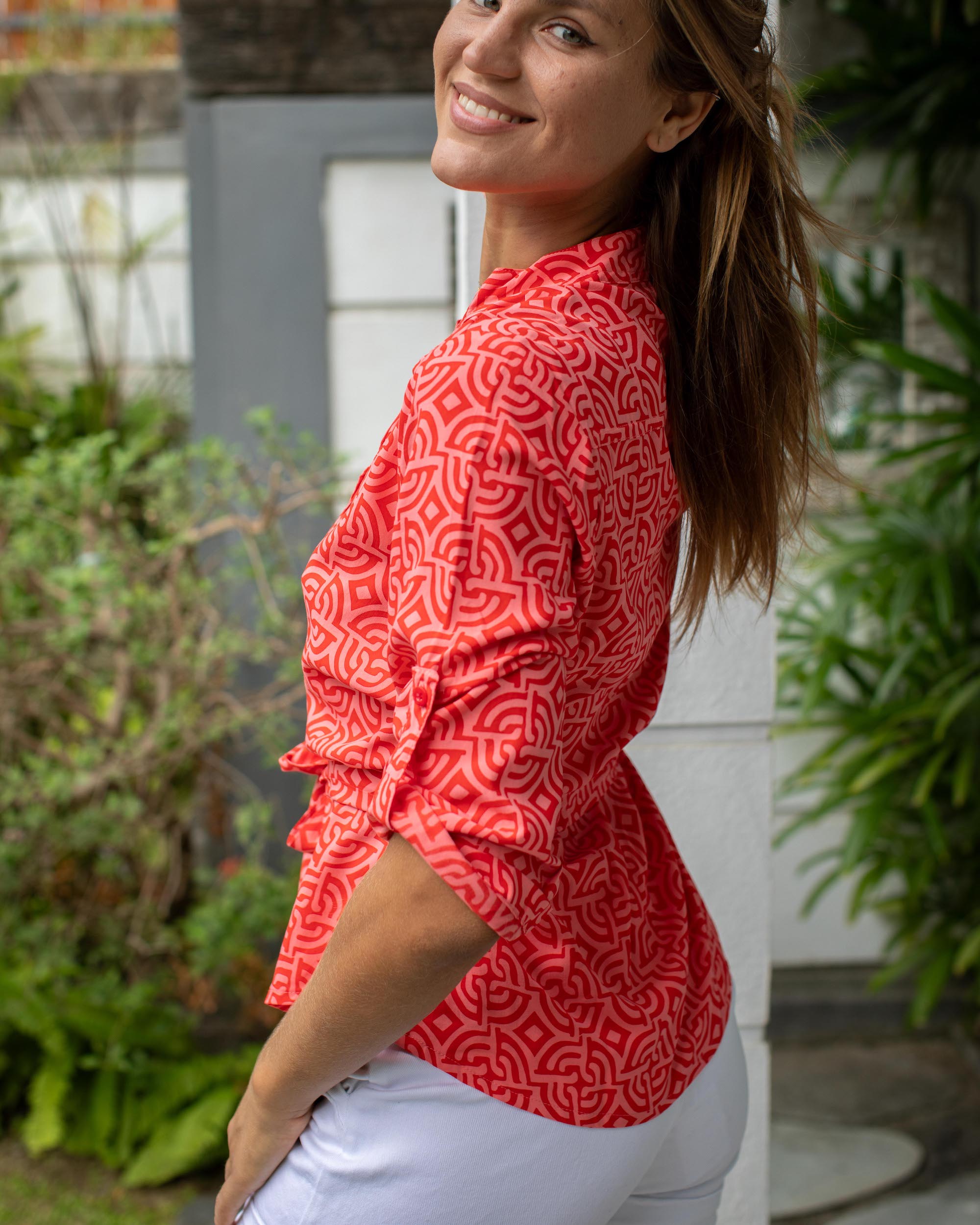 Carlie Top - Red Large Maze