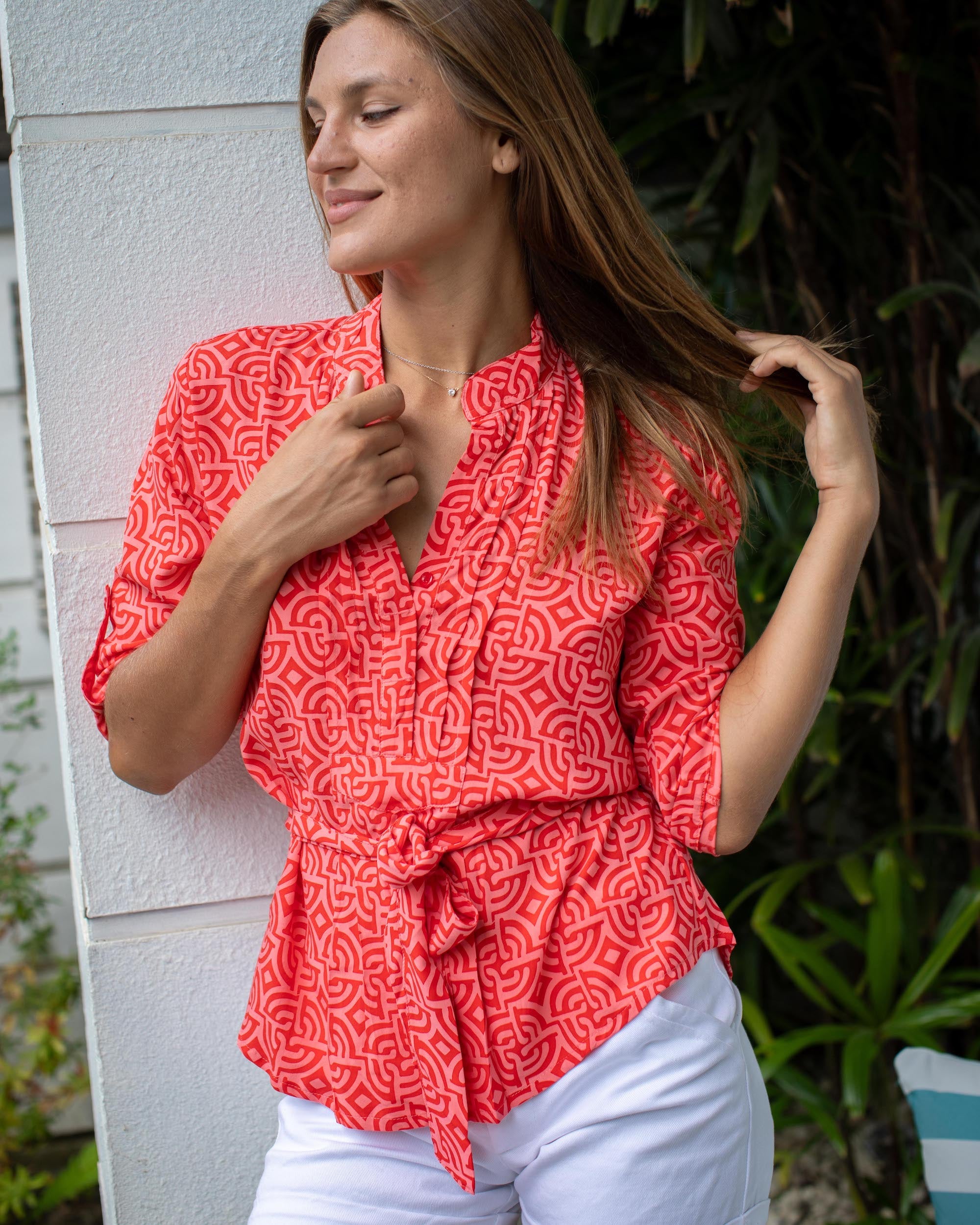 Carlie Top - Red Large Maze