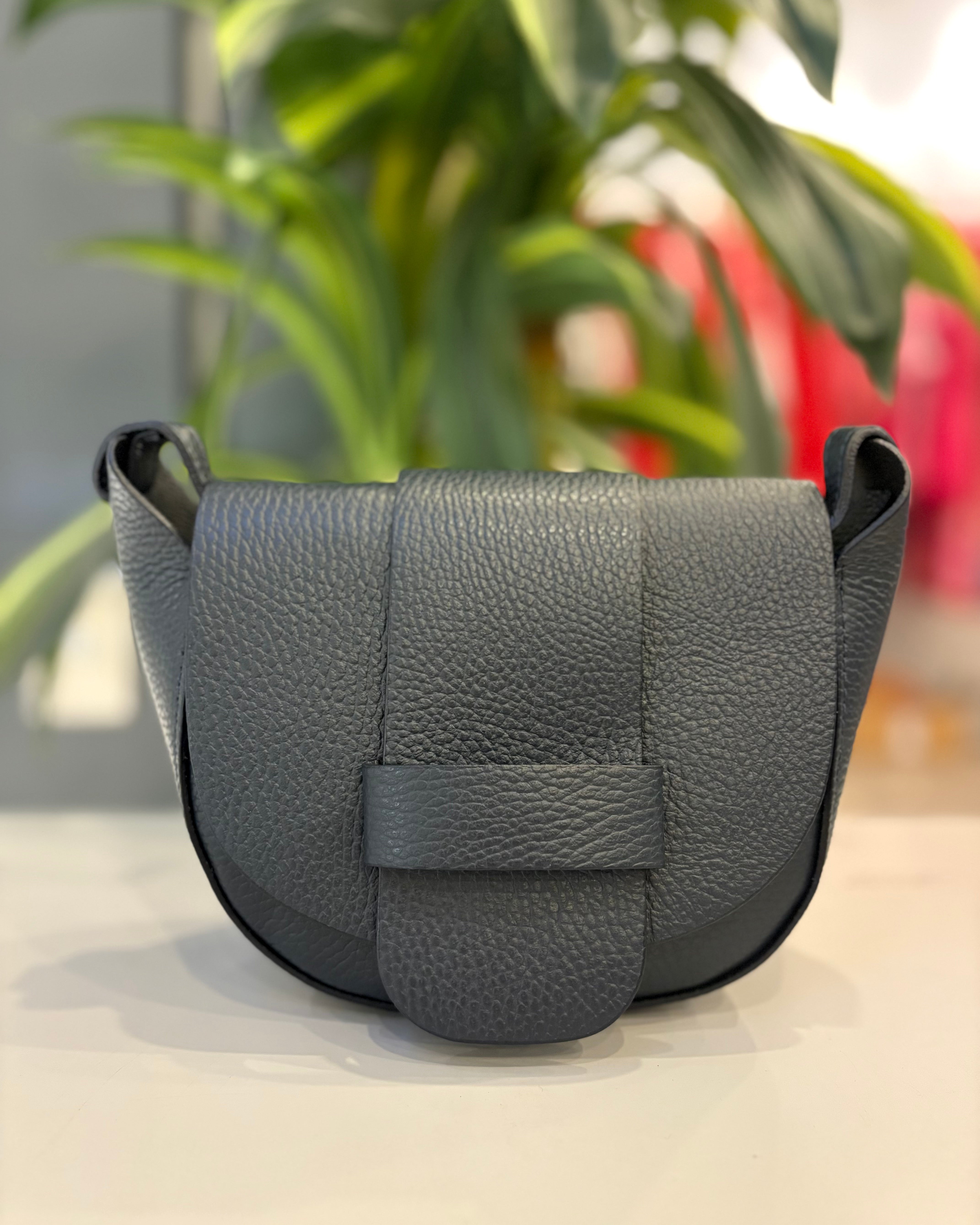 Celano Leather Saddle Bag - Navy