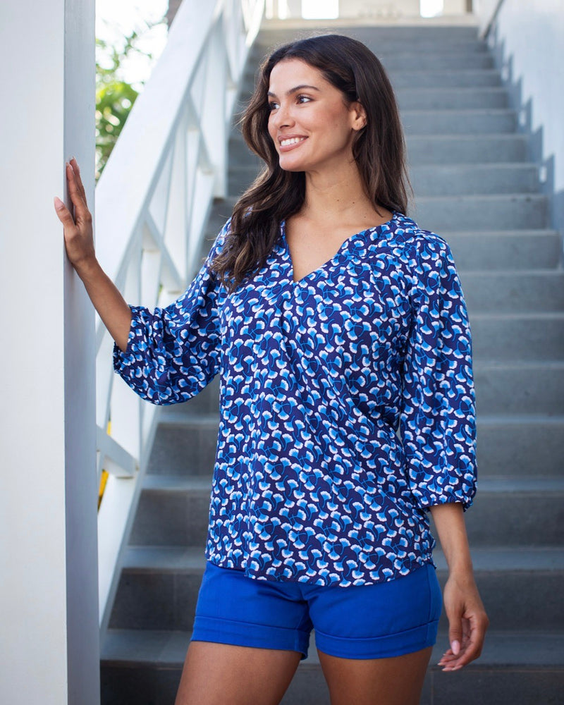 Claudia Top - Navy Ginkgo