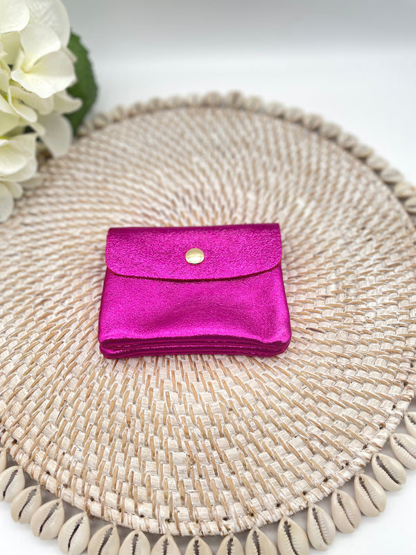 Fuchsia Metallic Leather Coin Purse