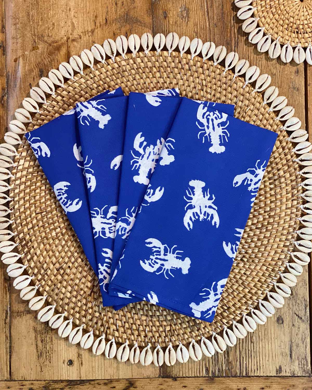 Napkins - Cobalt Lobster (Set of 4)