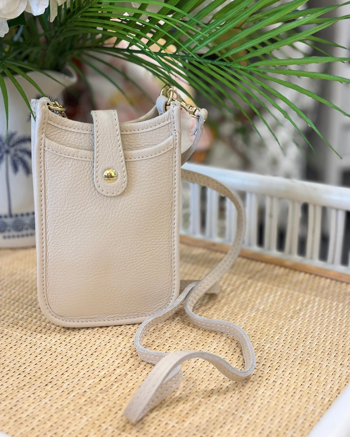 Cortona Leather Phone Bag - Cream