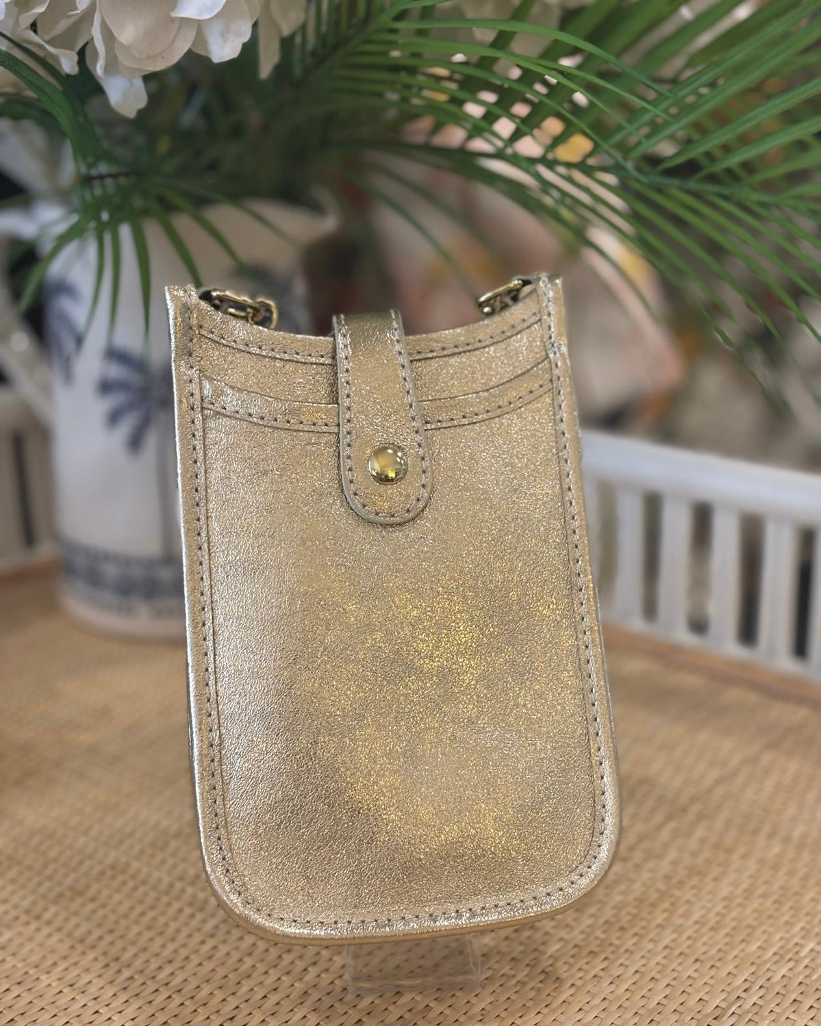 Cortona Leather Phone Bag - Gold