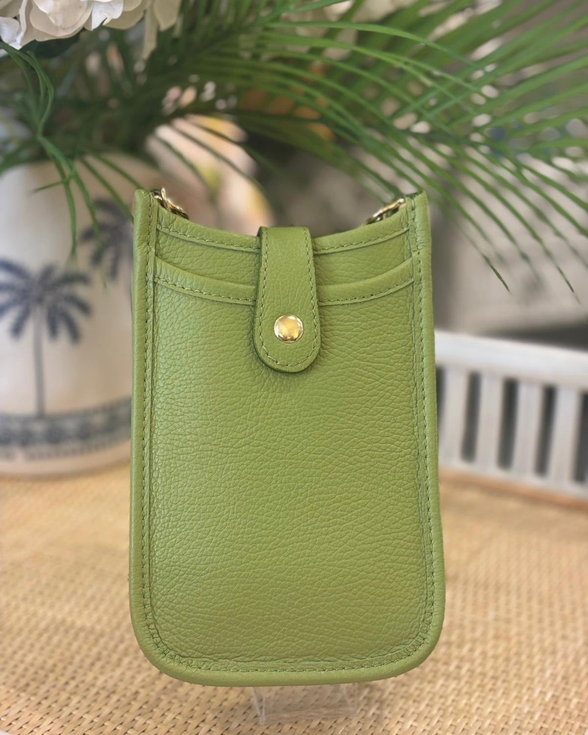 Cortona Leather Phone Bag - Lime