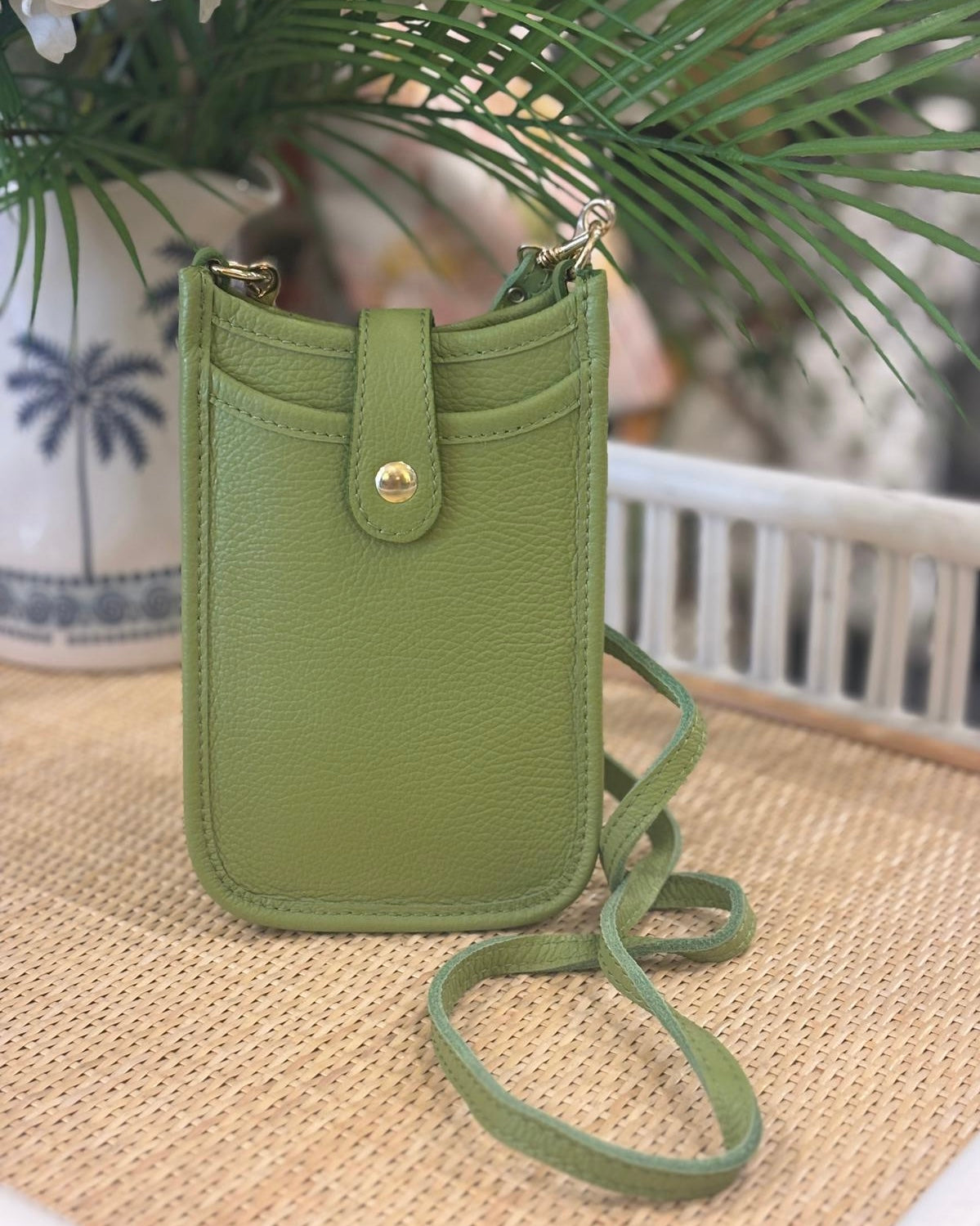 Cortona Leather Phone Bag - Lime
