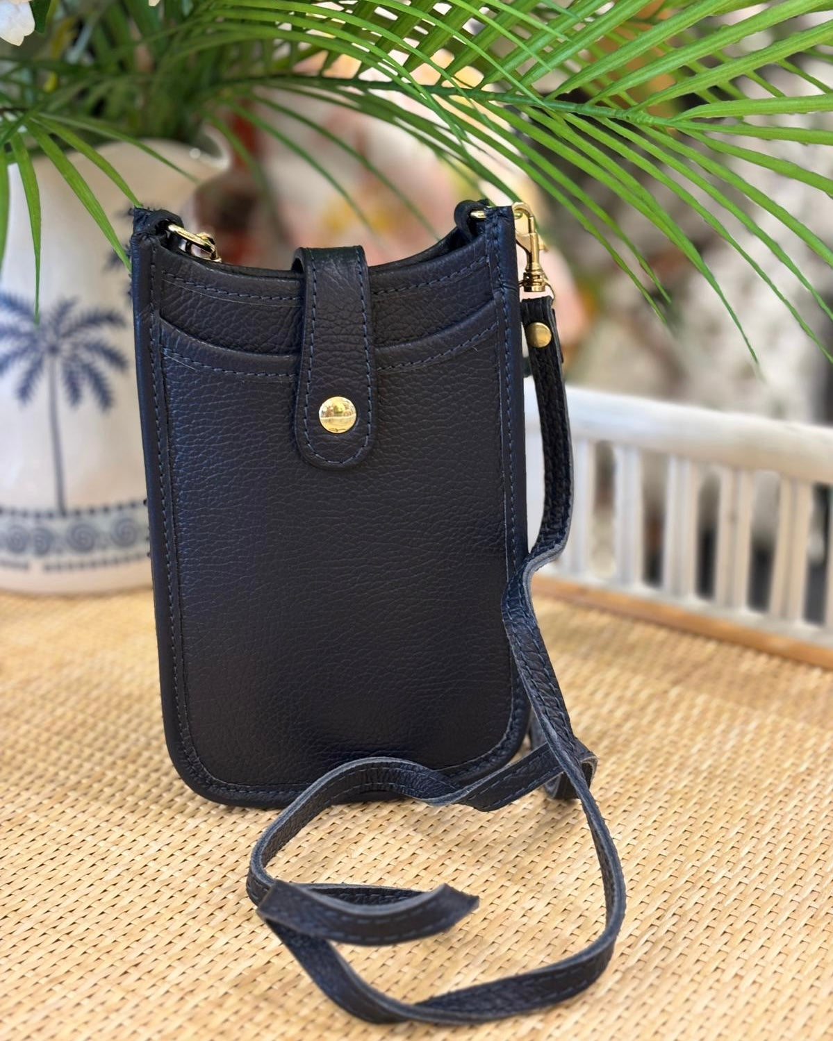 Cortona Leather Phone Bag - Navy