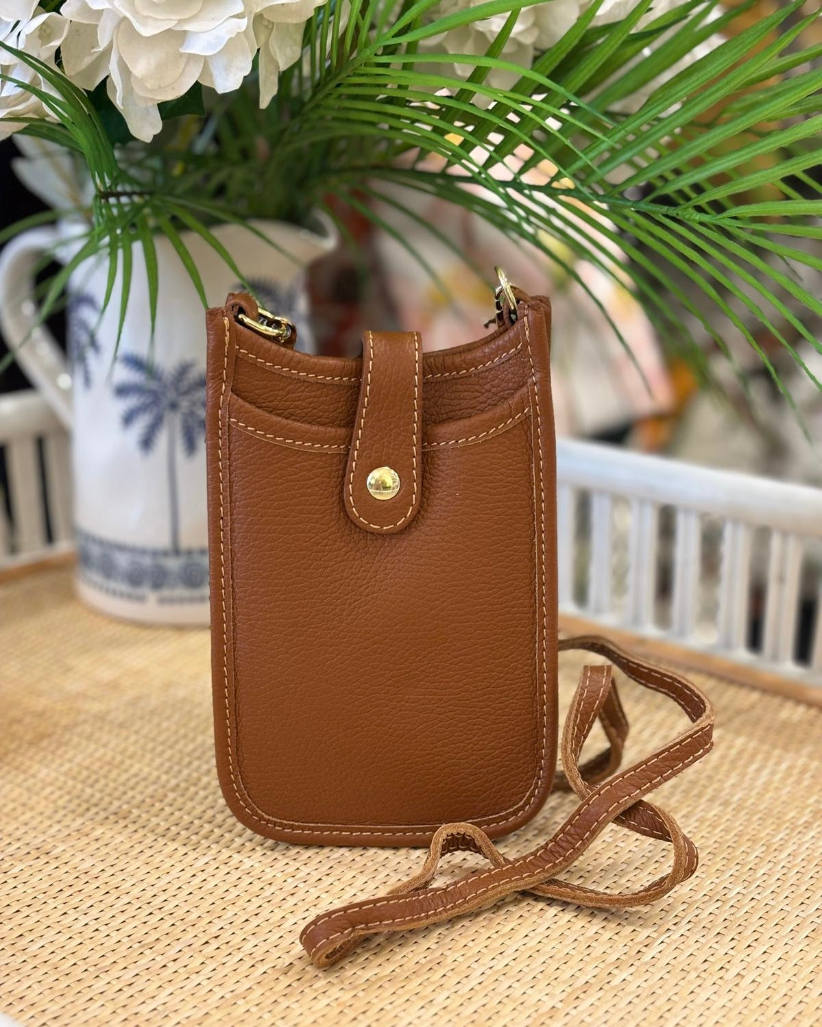 Cortona Leather Phone Bag - Tan
