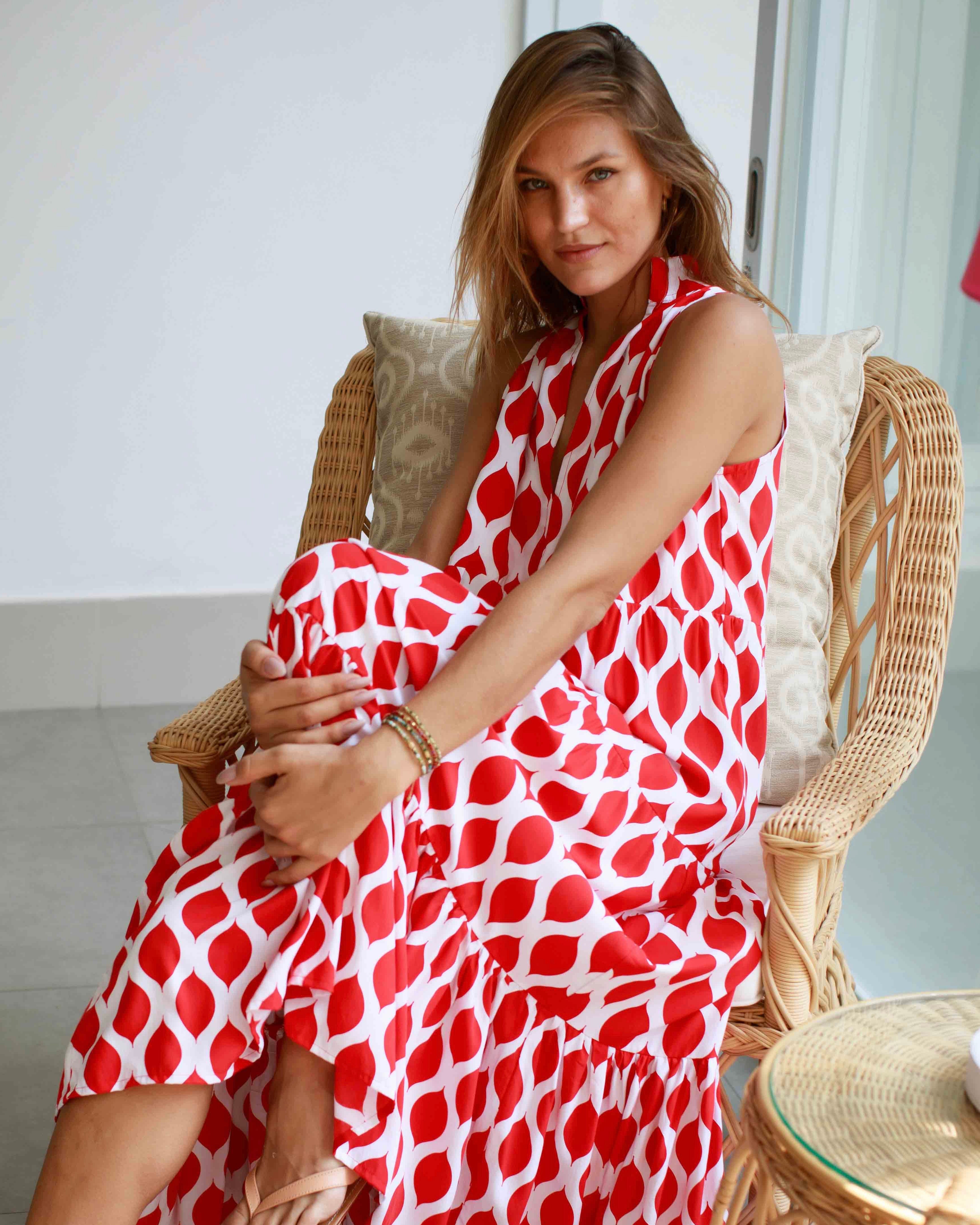 Cosima Dress - Red London Trellis