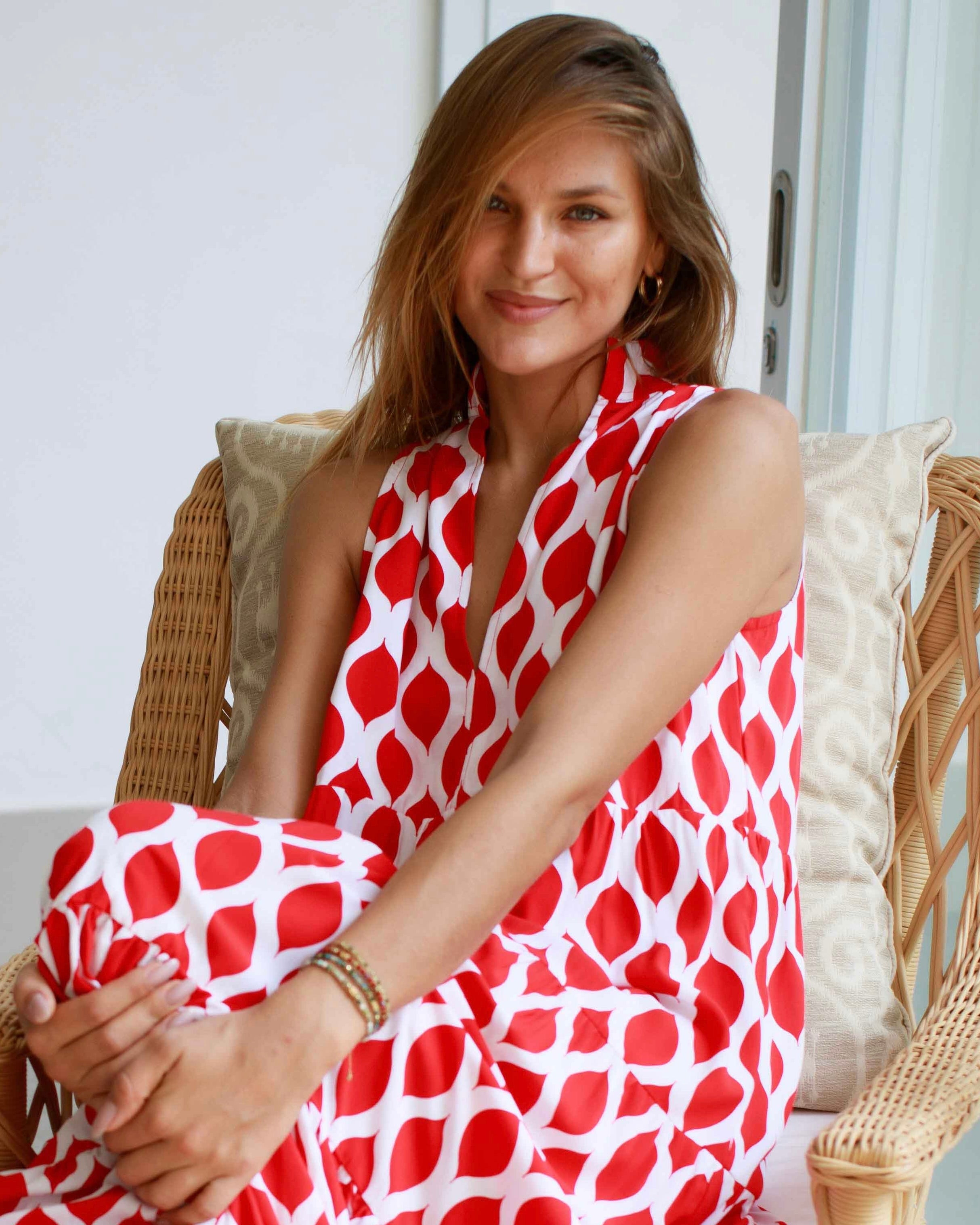 Cosima Dress - Red London Trellis